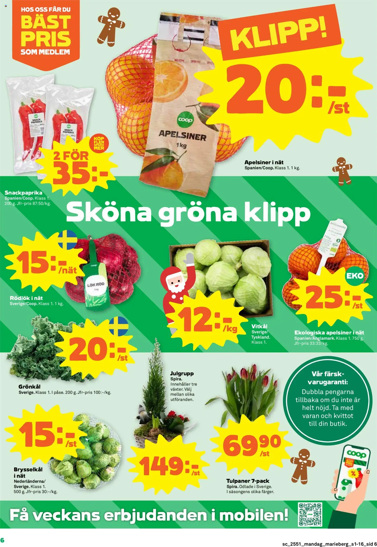 Coop Forum reklamblad aktuell från 15.12.2025 | Sida: 6 | Produkter: Vitkål, Rödlök, Apelsiner