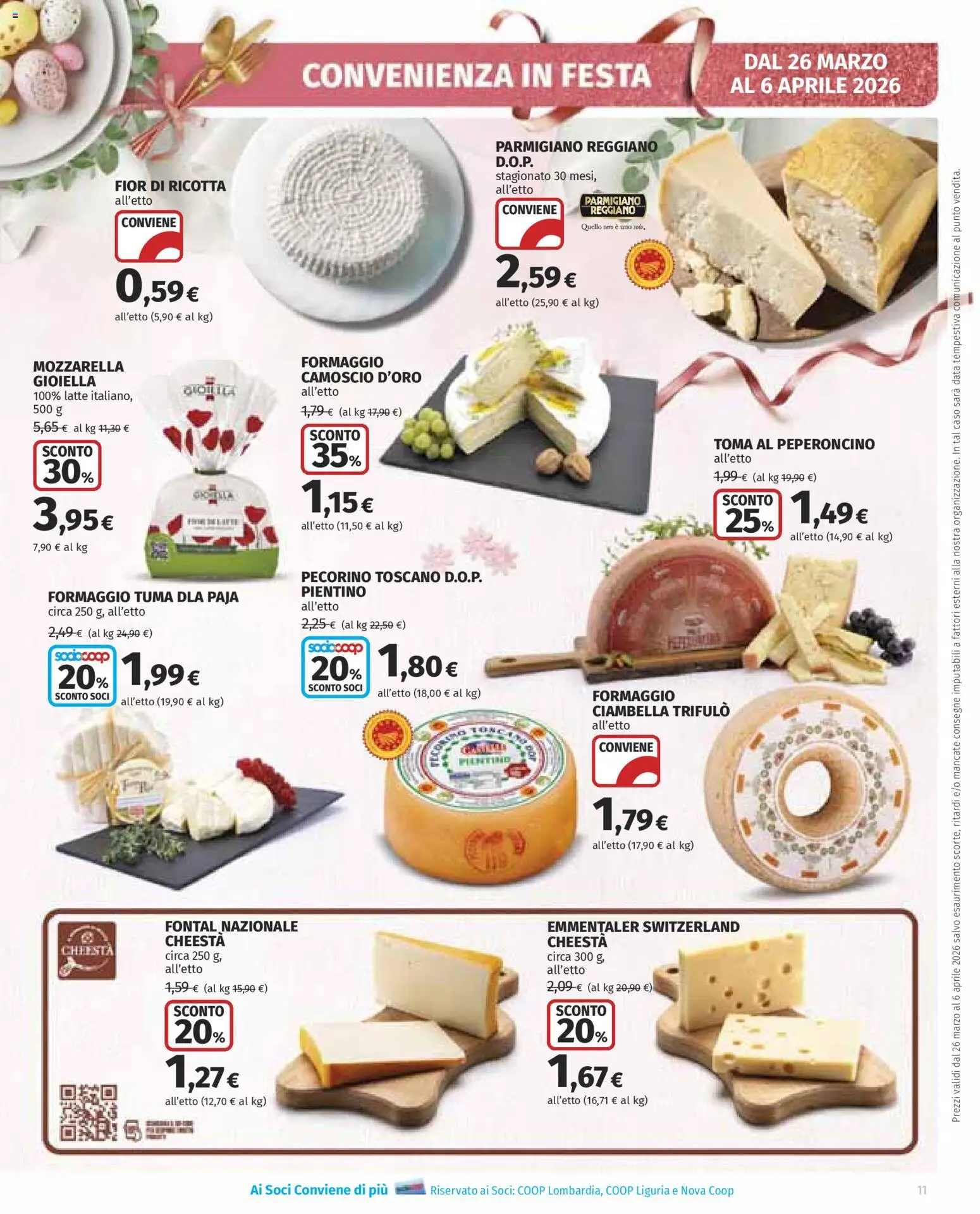 Volantino Ipercoop del 26.03.2026 | Pagina: 11 | Prodotti: Latte, Formaggio, Ricotta, Pecorino