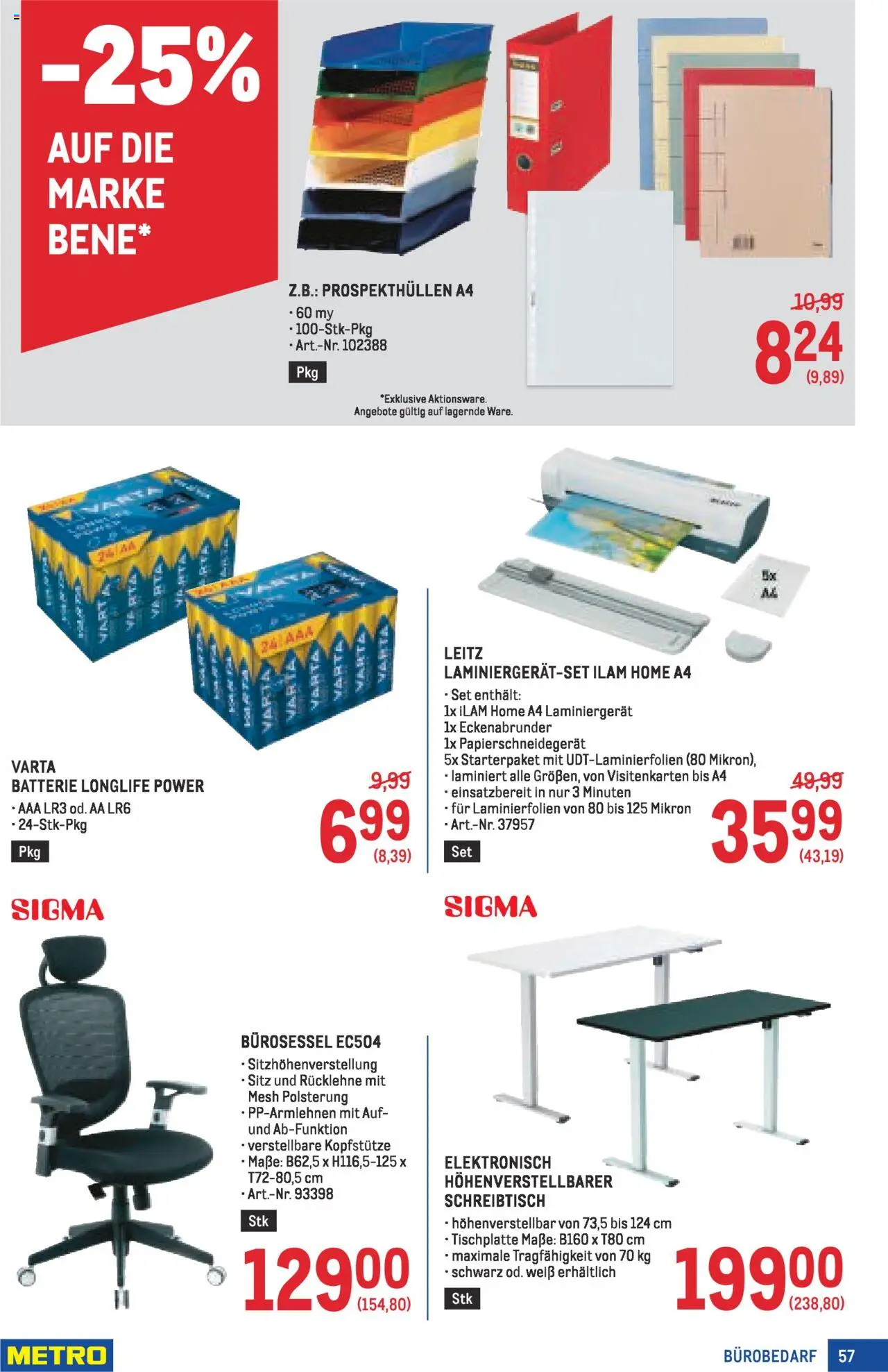 Metro Angebote Profi gültig ab 21.08.2025 | Seite: 57 | Produkte: Batterie