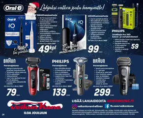 Veikon Kone-mainoslehti voimassa 08.12.2025 alkaen | Sivu: 24 | Tuotteet: Parranajokone, Sähköhammasharja, Akku