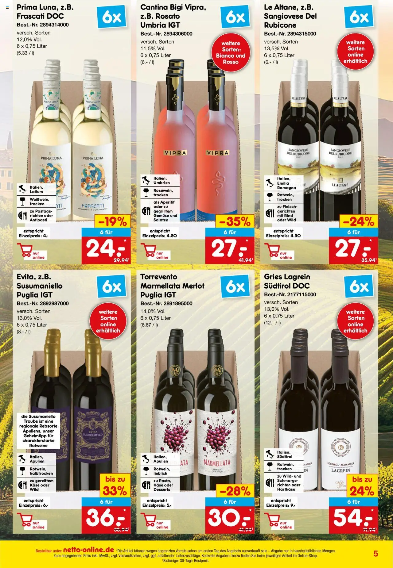 Netto Marken-Discount Online-Angebote September - gültig ab dem 01.09.2025 | Seite: 5 | Produkte: Käse, Merlot, Gemüse, Fleisch