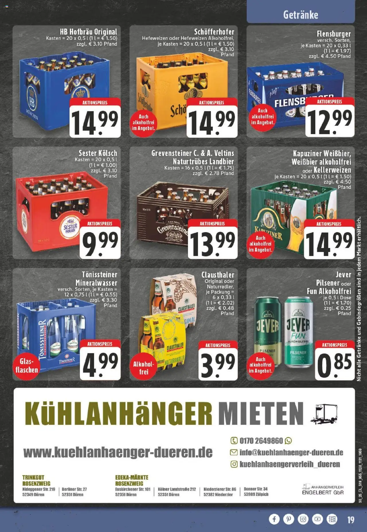 Edeka prospekt Zülpich	 - gültig ab dem 20.07.2025 | Seite: 19 | Produkte: Berliner, Flensburger, Jever, Veltins