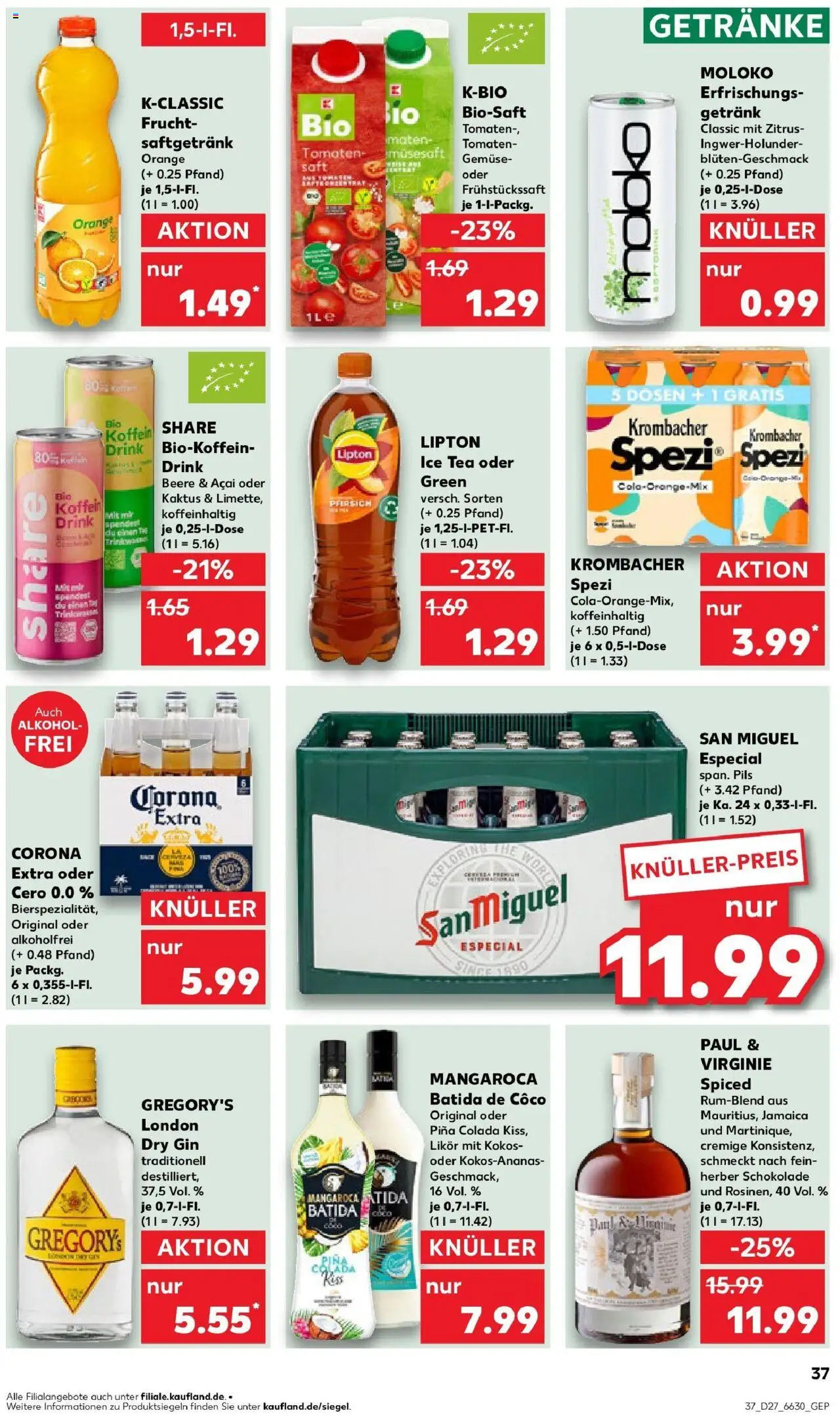 Kaufland prospekt Kreuztal	 - gültig ab dem 03.07.2025 | Seite: 37 | Produkte: Cola, Likör, Gemüse, Gin