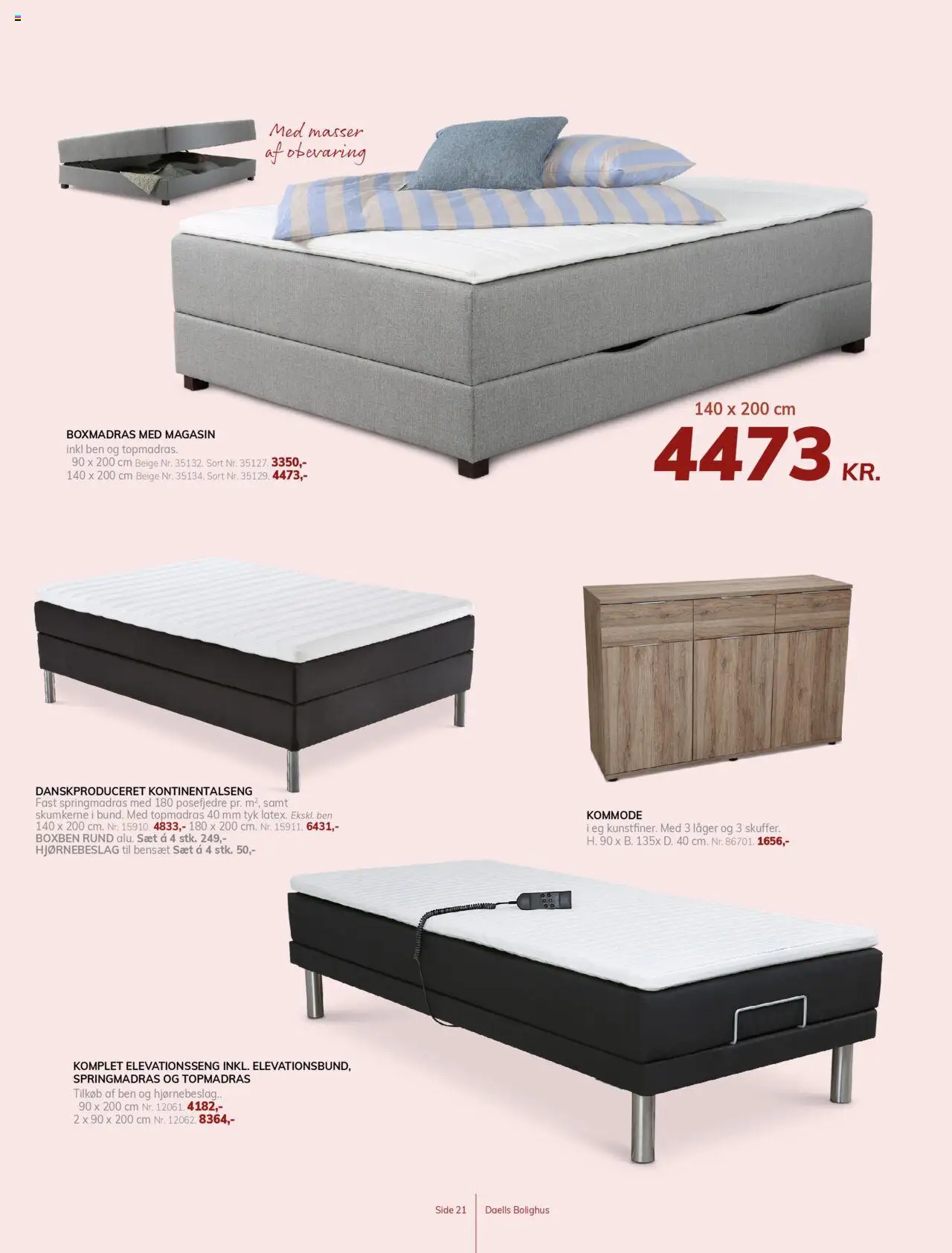 Daells Bolighus tilbudsavis – gyldig fra 11.09.2025 | Side: 21 | Produkter: Kommode, Elevationsseng