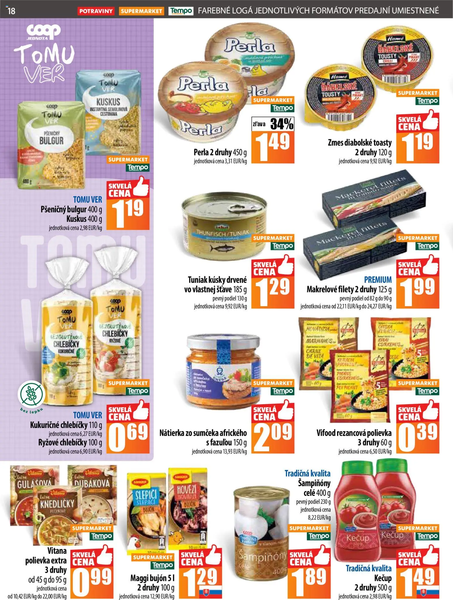 Nové COOP Jednota akcie – leták je platný od 06.11.2025 | Strana: 18 | Produkty: Tuniak, Bujón, Kečup