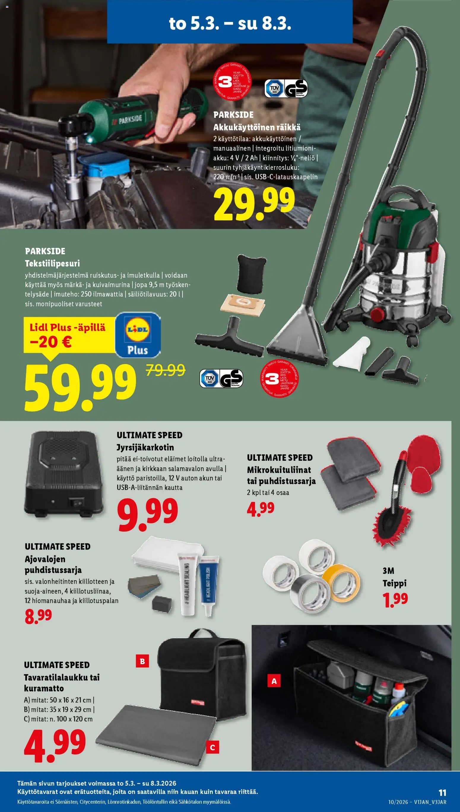 Lidl tarjoukset - Tampere – voimassa 05.03.2026 alkaen | Sivu: 15 | Tuotteet: Räikkä, Akku, Teippi