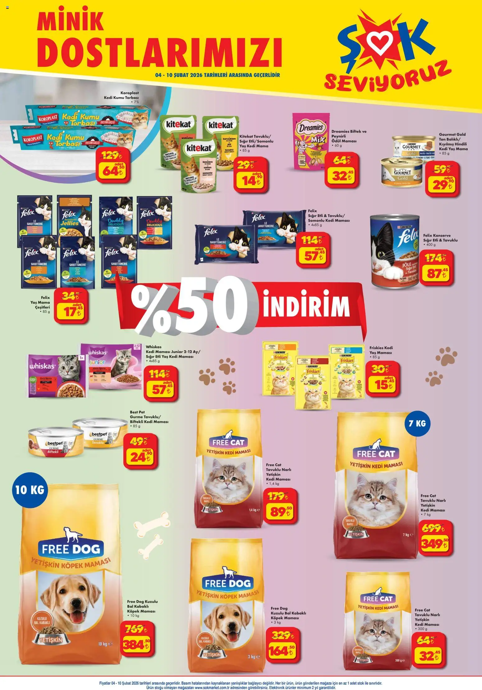 Şok Market Katalog - 04.02.2026 tarihinden itibaren geçerlidir | Sayfa: 2 | Ürünler: Yetişkin Köpek Maması, Somon, Bağlayıcı, Yetişkin Kedi Maması