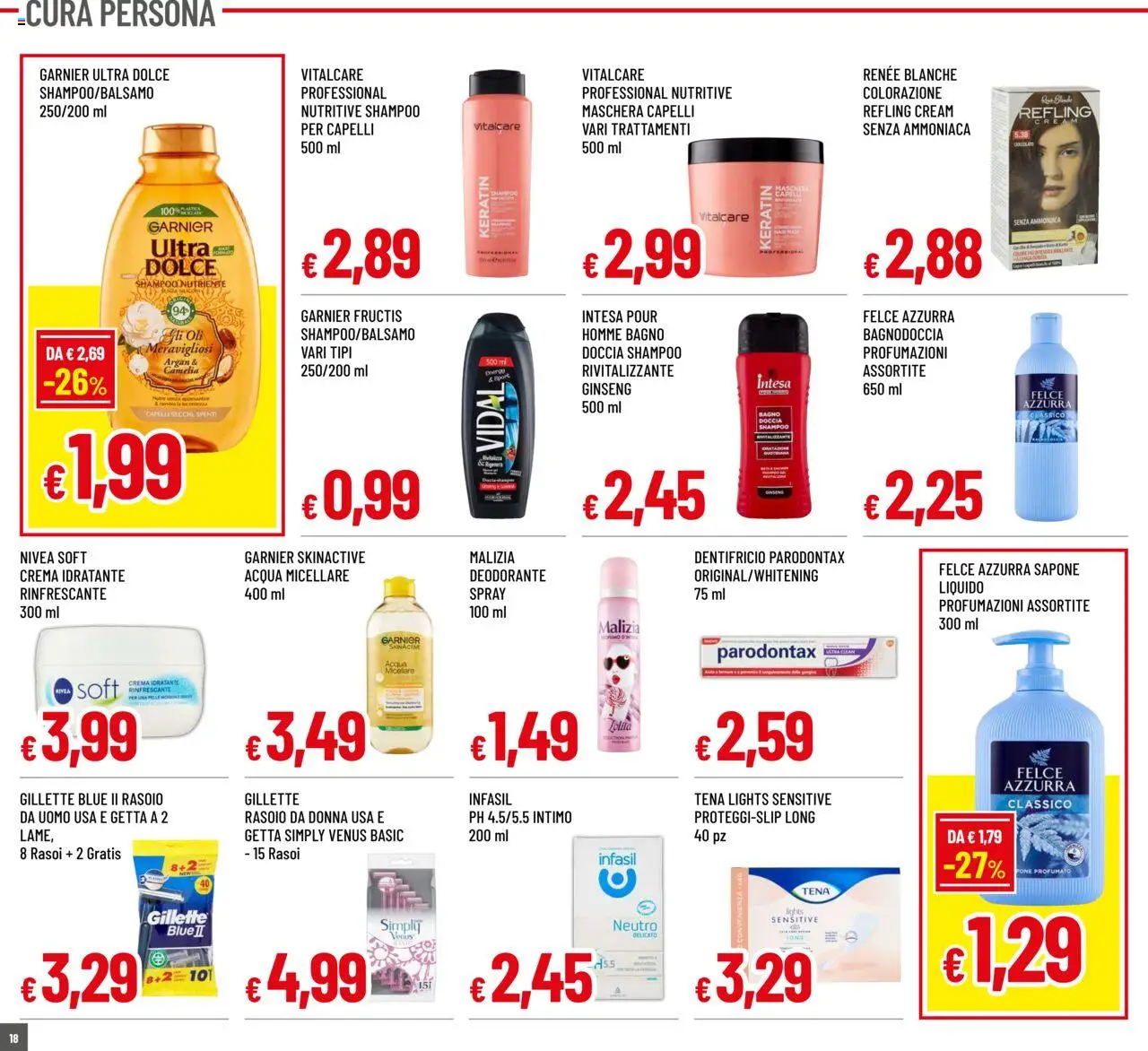 Volantino Galassia del 31.07.2025 | Pagina: 18 | Prodotti: Shampoo, Acqua micellare, Dentifricio, Intimo