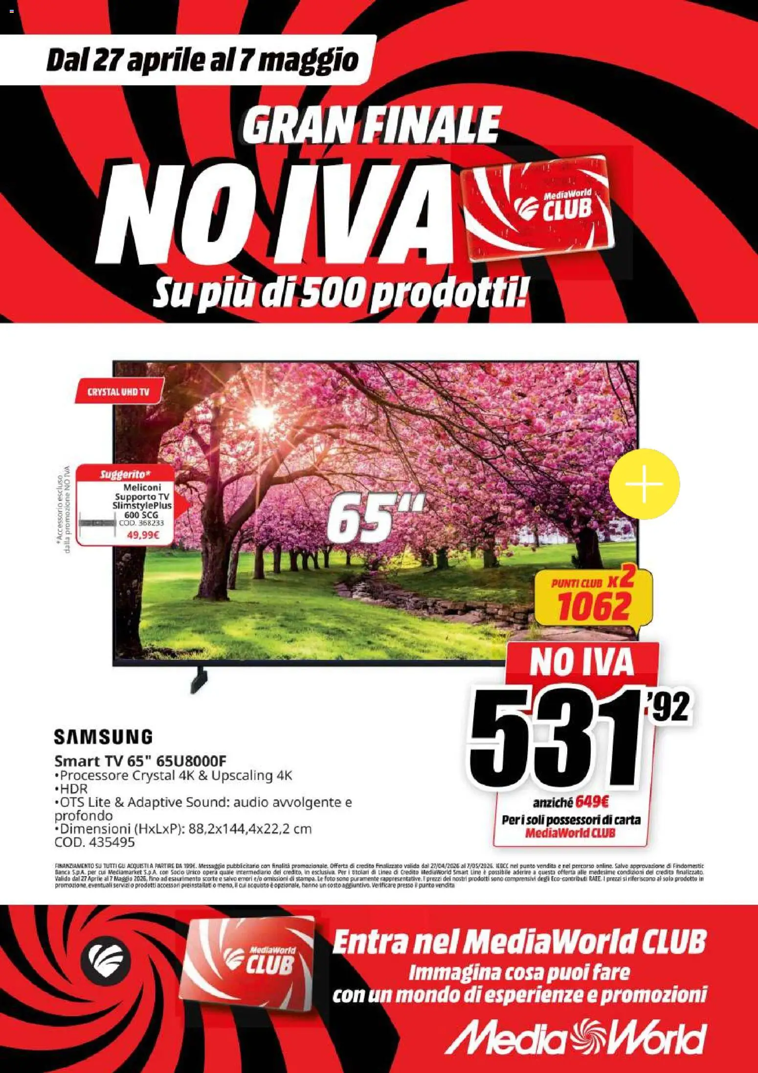 Volantino Media World del 27.04.2026 | Pagina: 6 | Prodotti: smart TV, TV, Audio, Samsung
