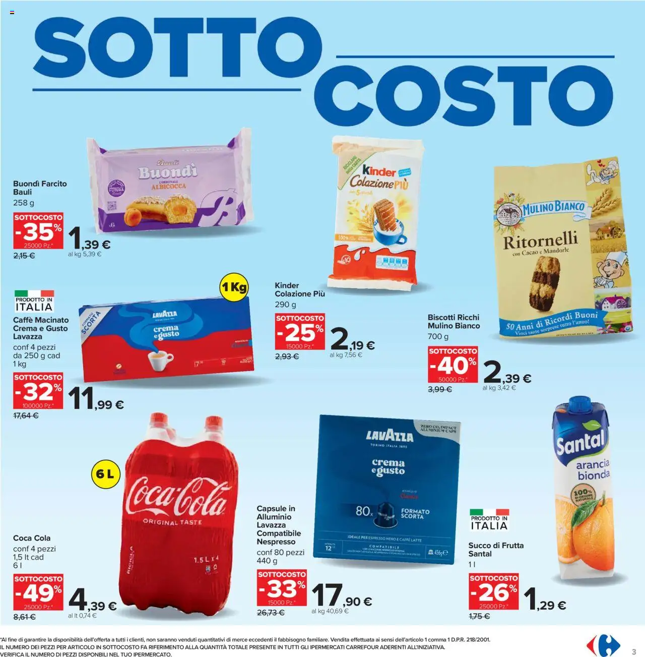 Volantino Carrefour del 05.09.2025 | Pagina: 3 | Prodotti: Latte, Alluminio, Lavazza, Coca Cola