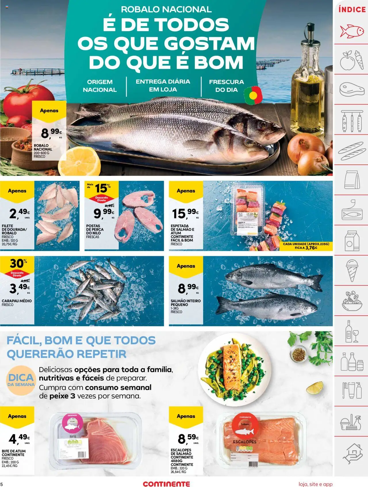 Continente folheto │ válido de 22.07.2025 | Página: 5 | Produtos: Atum, Salmão, Peixe