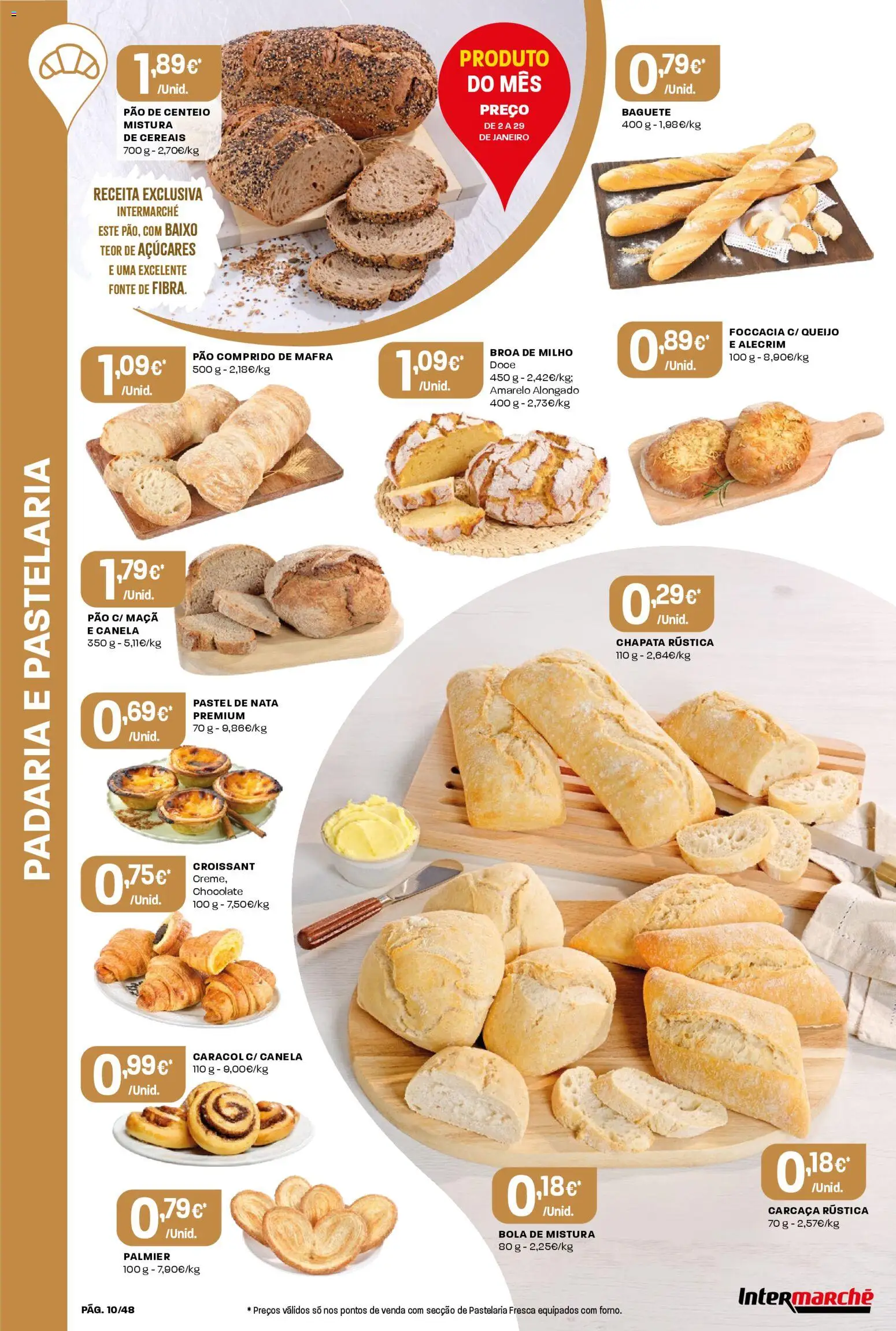 Intermarché folheto │ válido de 15.01.2026 | Página: 10 | Produtos: Padaria, Centeio, Queijo, Maça