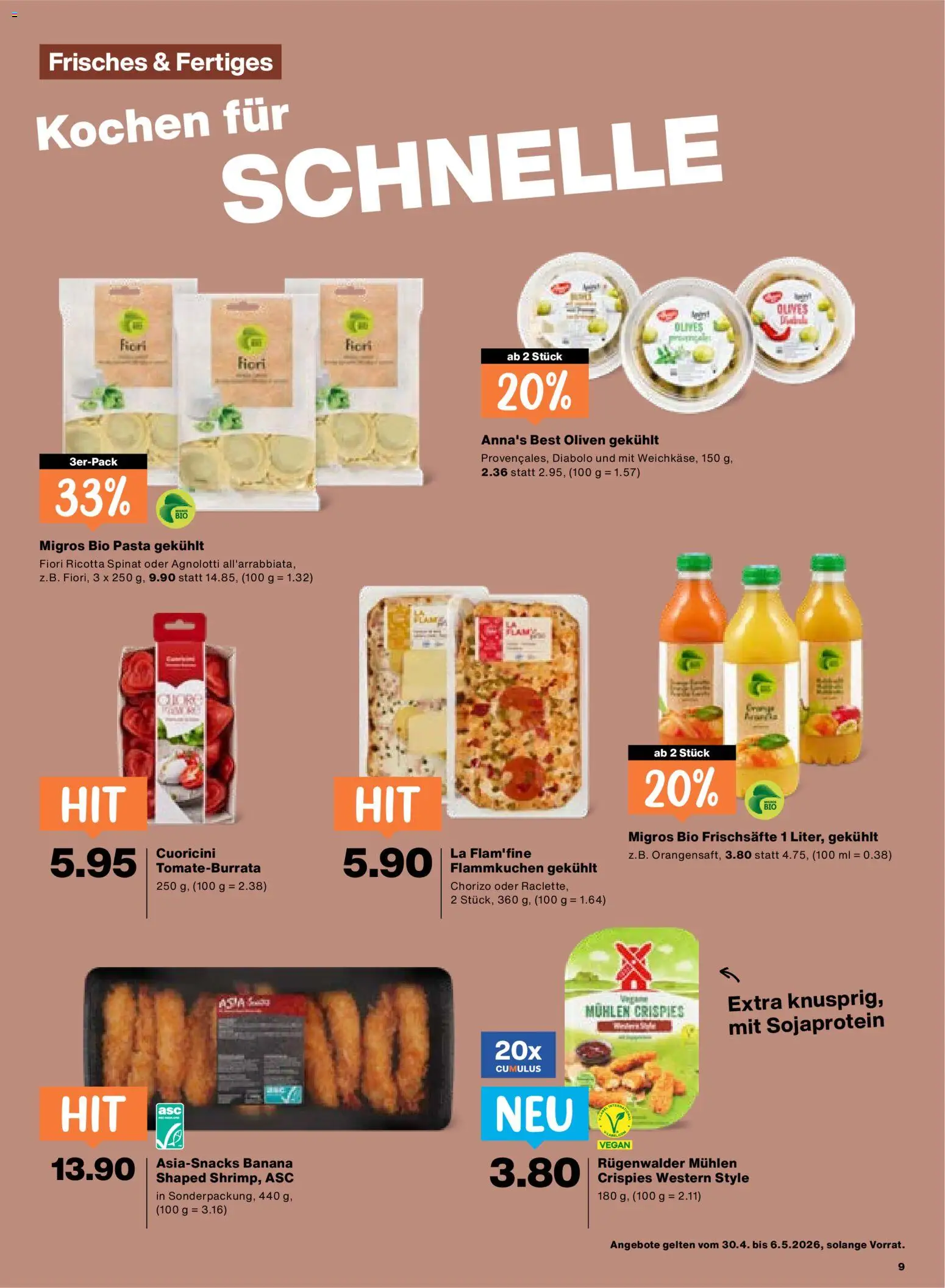Migros aktionen – gültig ab 30.04.2026 | Seite: 9 | Produkte: Orangensaft, Pasta