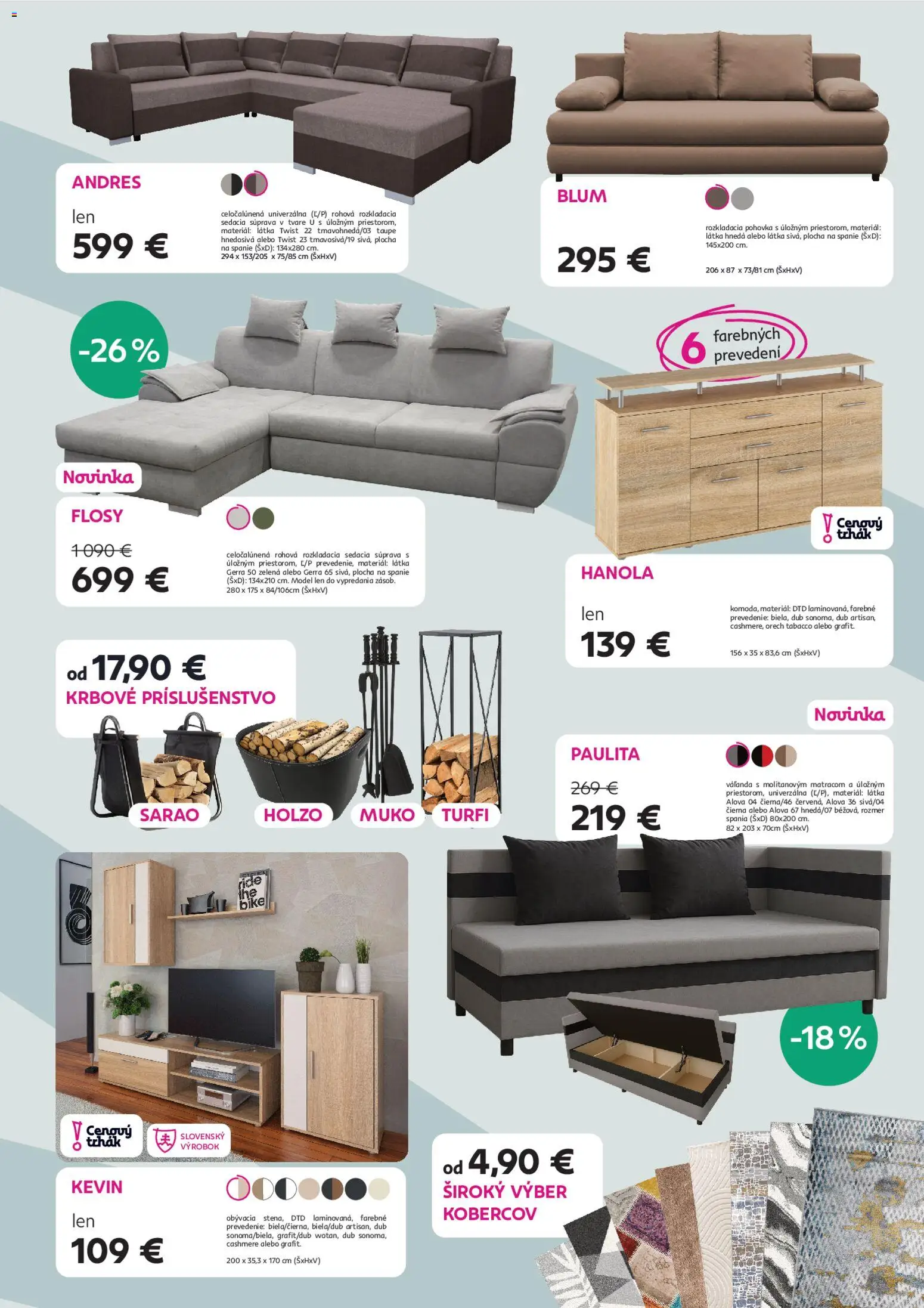 Nové Kondela akcie – leták je platný od 14.01.2026 | Strana: 3 | Produkty: Sedacia súprava, Rozkladacia pohovka, Pohovka