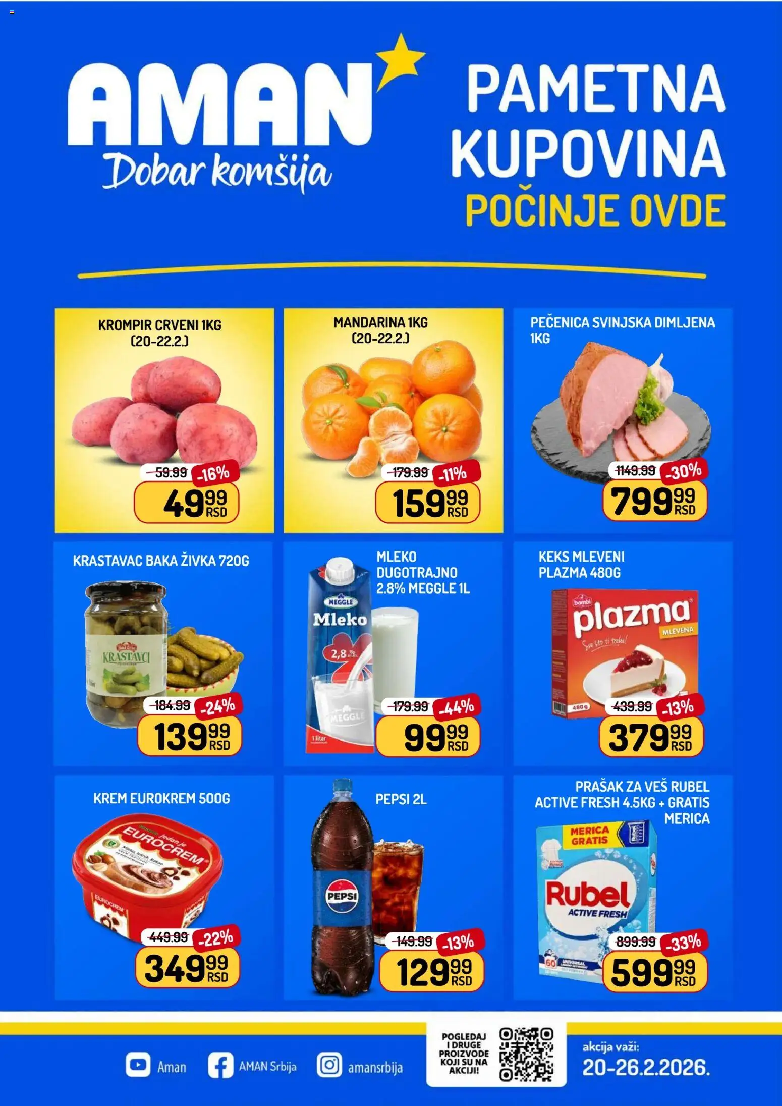 Aman katalog - važi od 20.02.2026 | Strana: 1 | Proizvode: Krastavac, Plazma, Prašak za veš, Pečenica