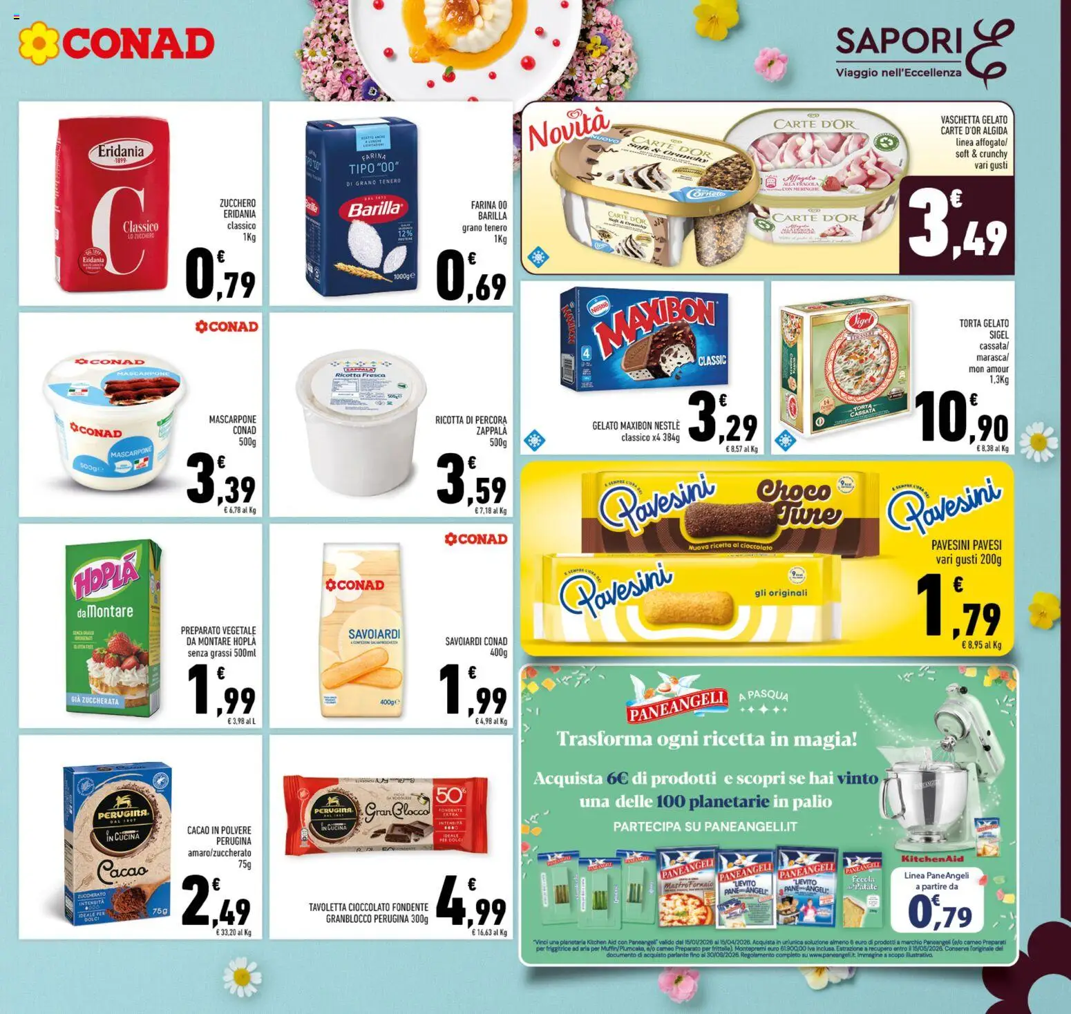 Volantino Conad del 25.03.2026 | Pagina: 5 | Prodotti: Gelato, Torta, Ricotta, Savoiardi