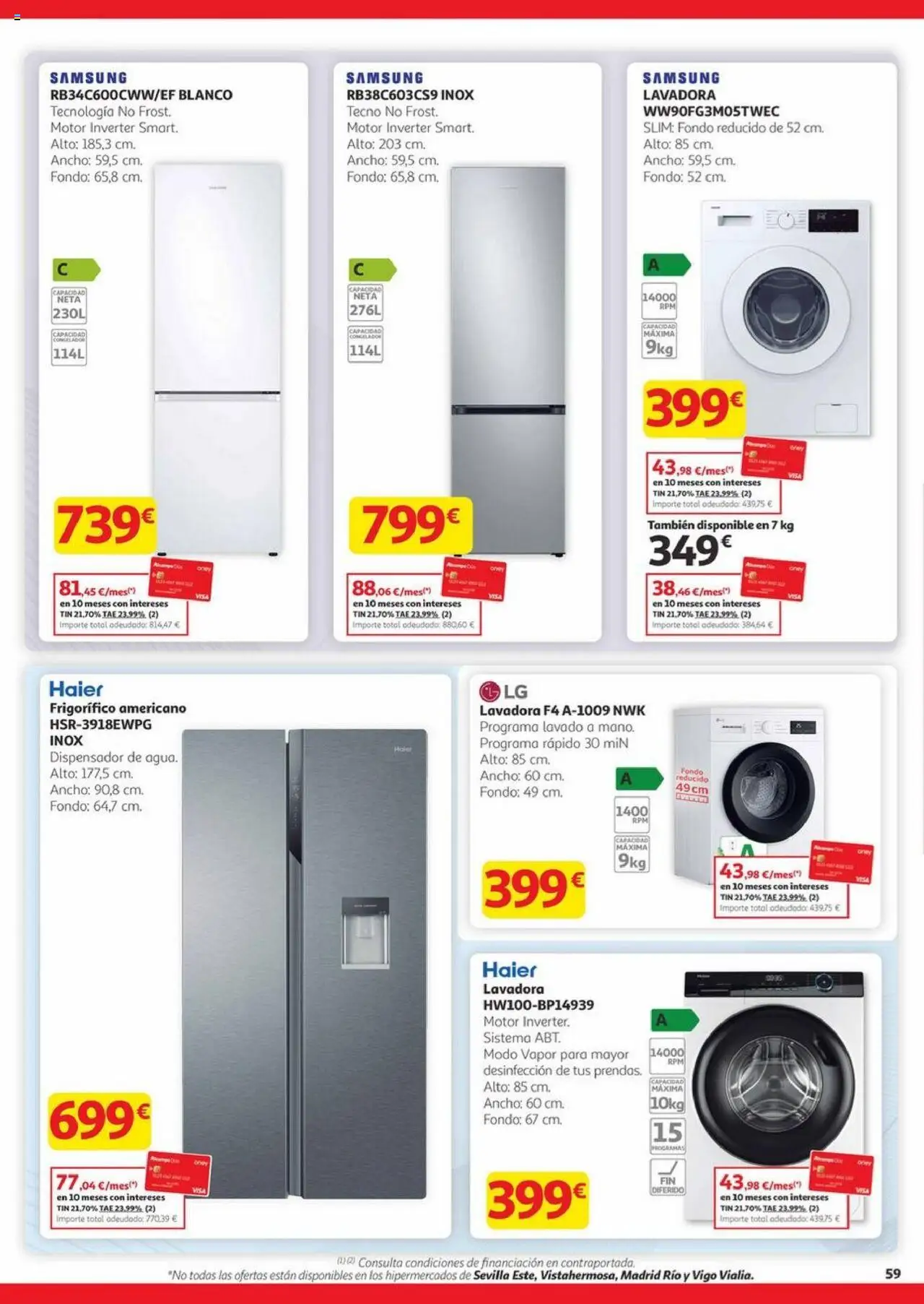Alcampo - Canarias │ válido desde el 23.10.2025 | Página: 59 | Productos: Dispensador, Congelador, Lavadora