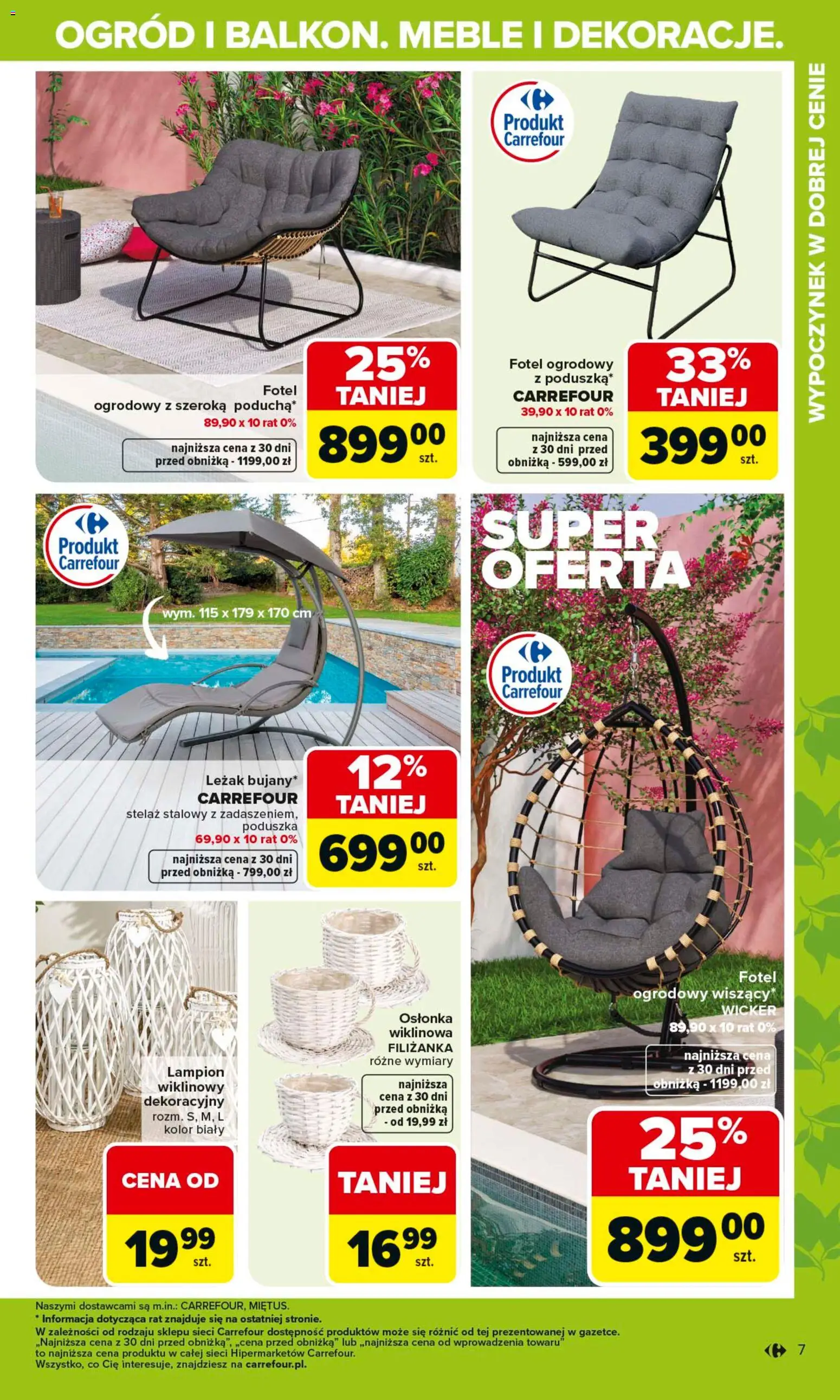 Carrefour gazetka - Ogród od 02.03.2026 | Strona: 7 | Produkty: Fotel ogrodowy, Poduszka, Fotel, Leżak