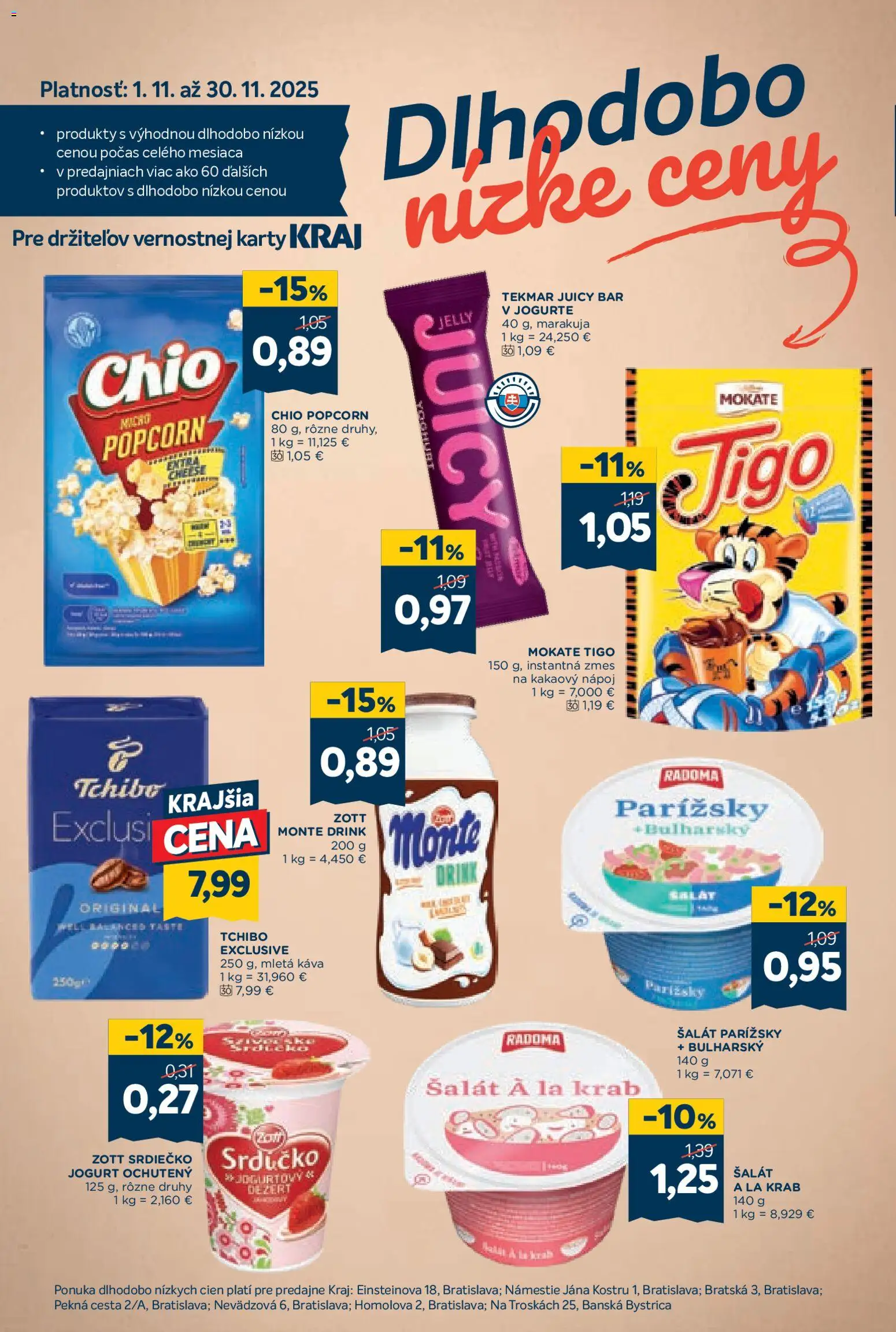 Nové Kraj akcie – leták je platný od 06.11.2025 | Strana: 14 | Produkty: Jogurt, Káva, Šalát