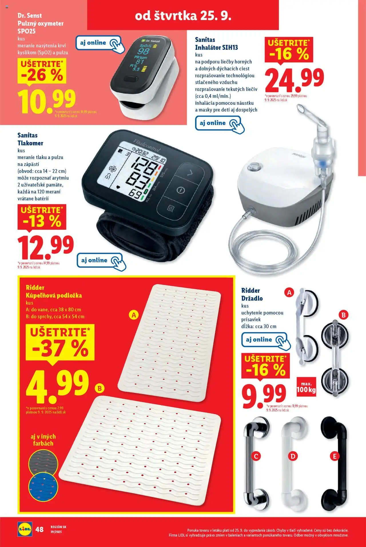 Nové Lidl akcie – leták je platný od 22.09.2025 | Strana: 90 | Produkty: Monitor, Inhalátor, Tlakomer
