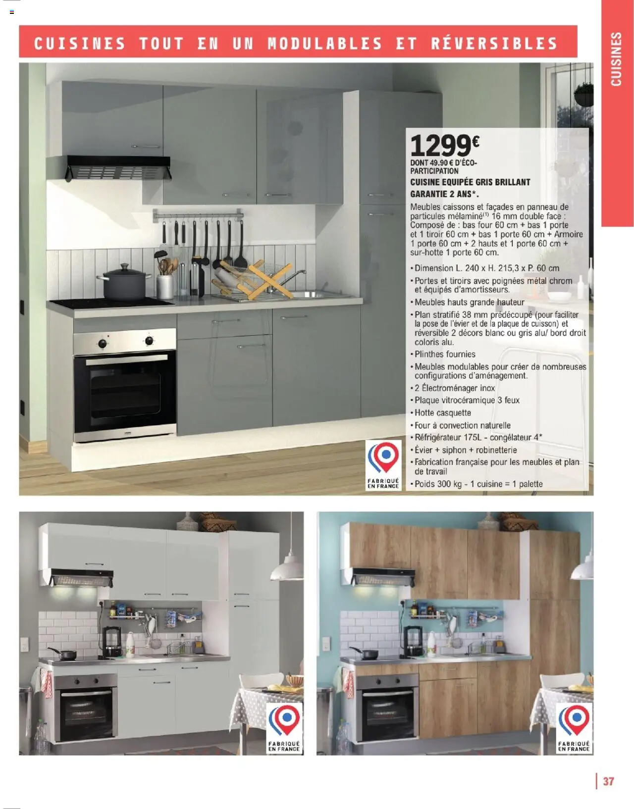 {H1} | Page: 37 | Produits: Réfrigérateur, Congélateur, Tiroirs, Casquette