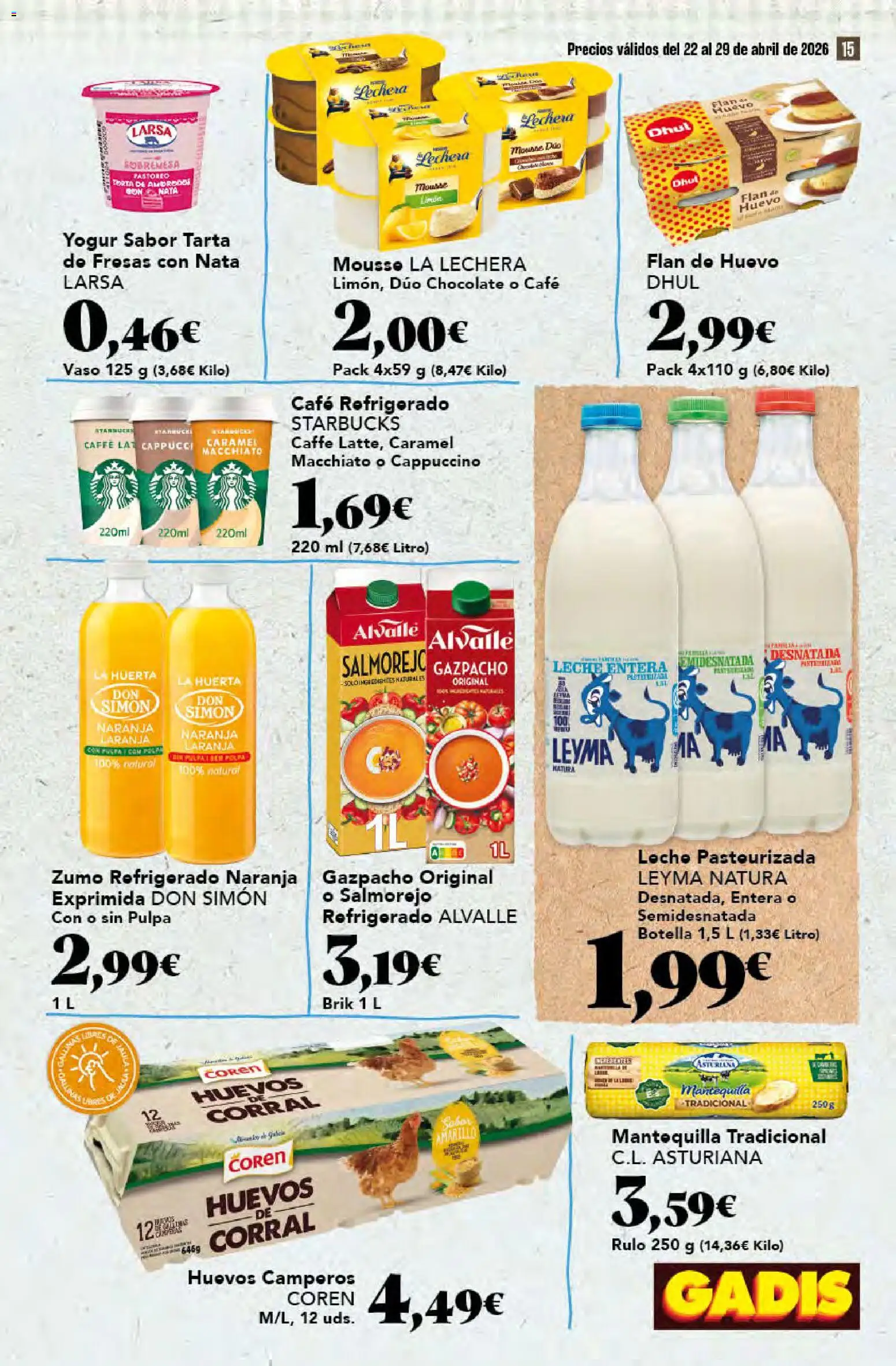 Gadis folleto │ válido desde el 22.04.2026 | Página: 15 | Productos: Yogur, Fresas, Ροζ πιπέρι, Gazpacho