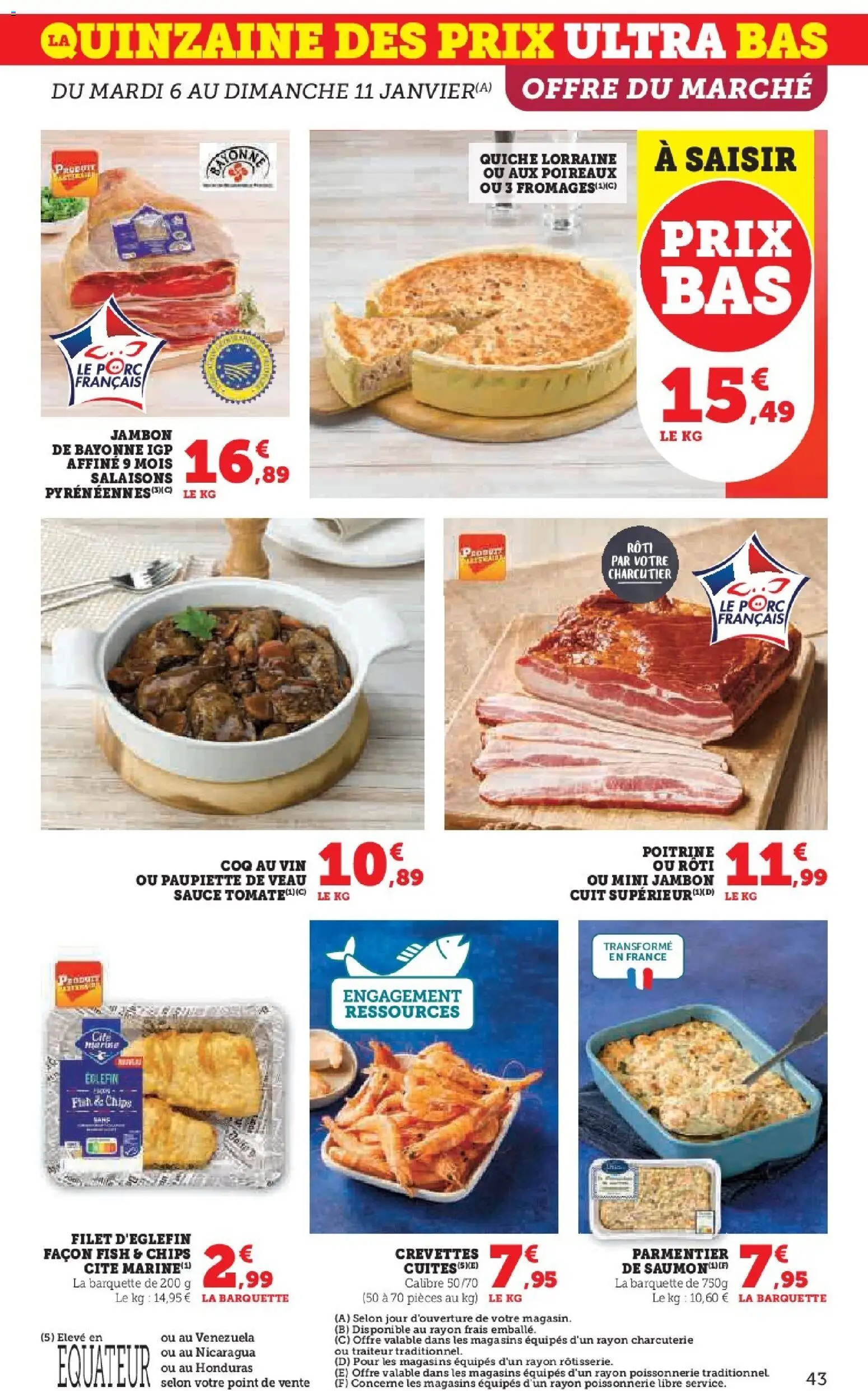 {H1} | Page: 43 | Produits: Poireaux, Crevettes, Jambon, Vin