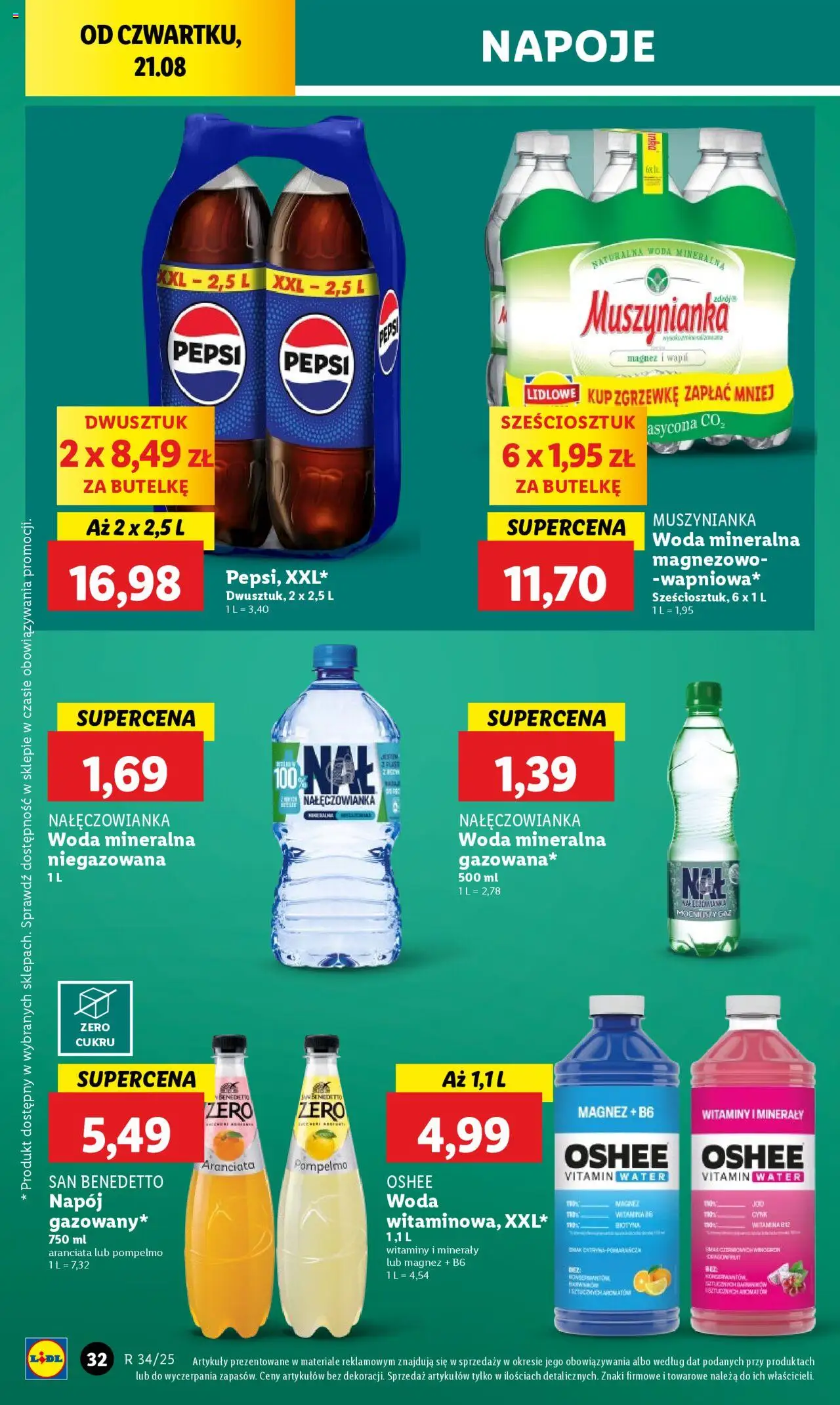 Lidl Gazetka od 21.08.2025 | Strona: 40 | Produkty: Cytryna, Napoje, Muszynianka, Woda
