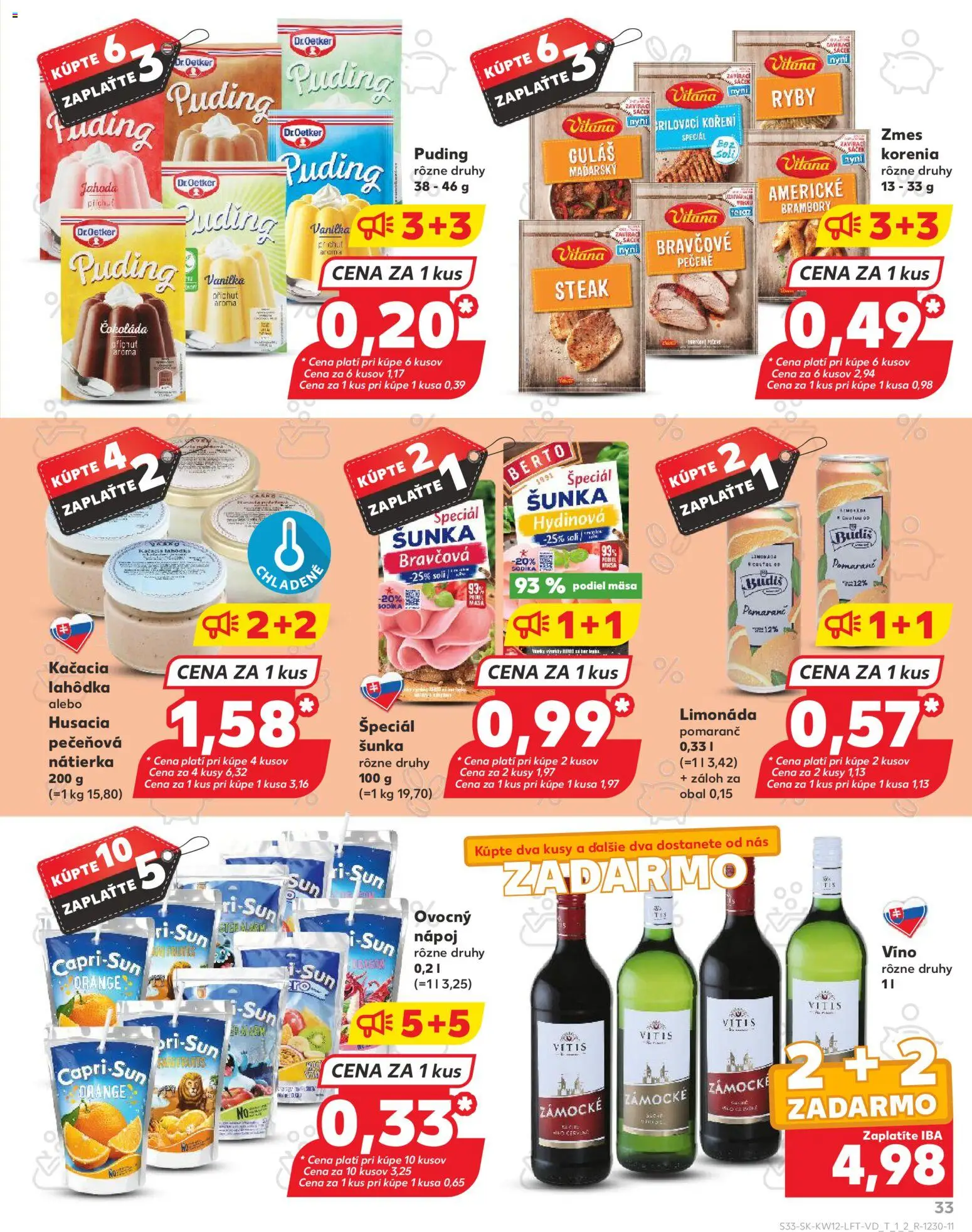 Nové Kaufland akcie – leták je platný od 19.03.2026 | Strana: 33 | Produkty: Šunka, Ryby, Puding, Čokoláda