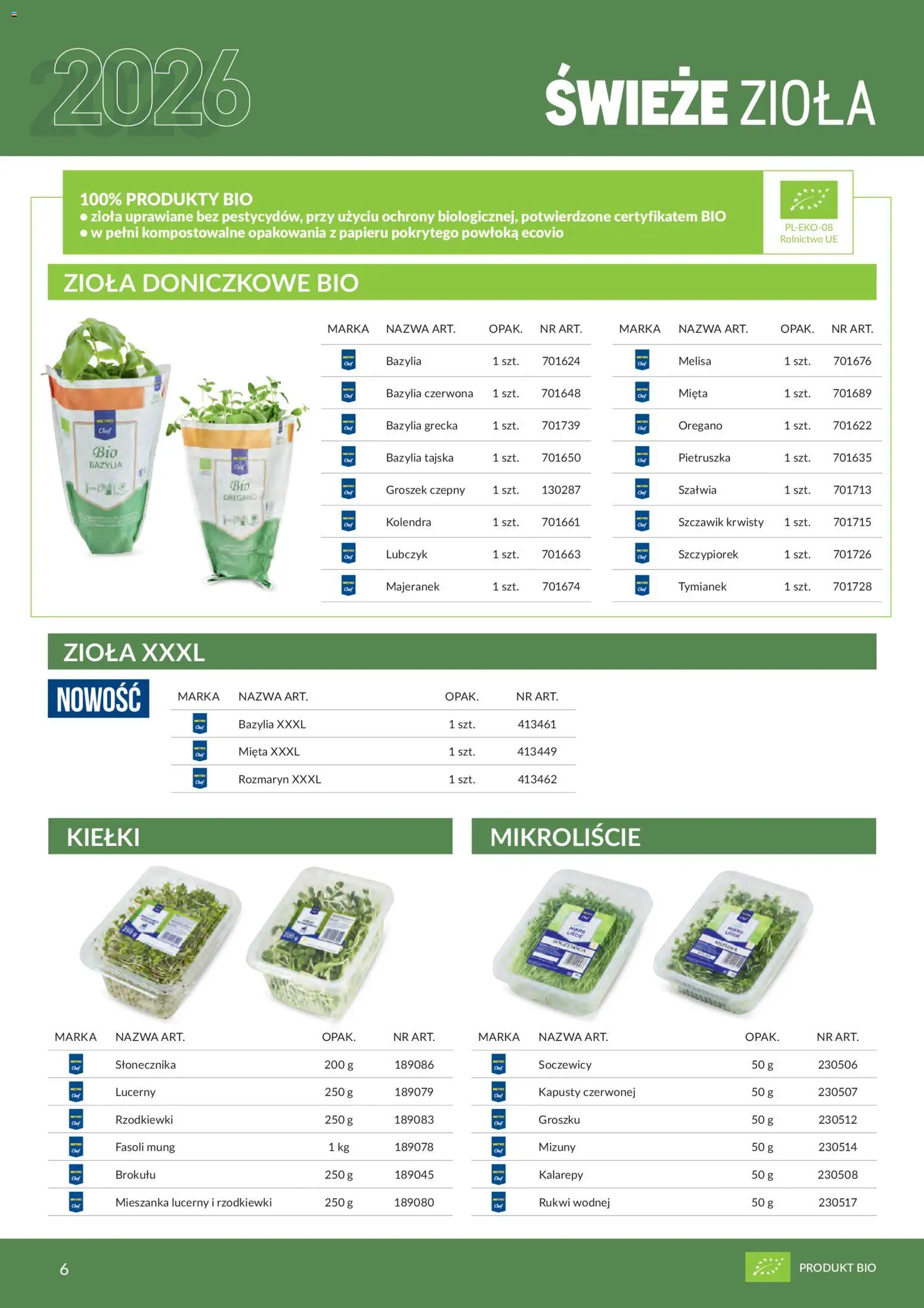 Makro gazetka - Produktów marek własnych dla profesjonalnej Gastronomii od 01.03.2026 | Strona: 6 | Produkty: Pietruszka, Rozmaryn, Bazylia, Melisa