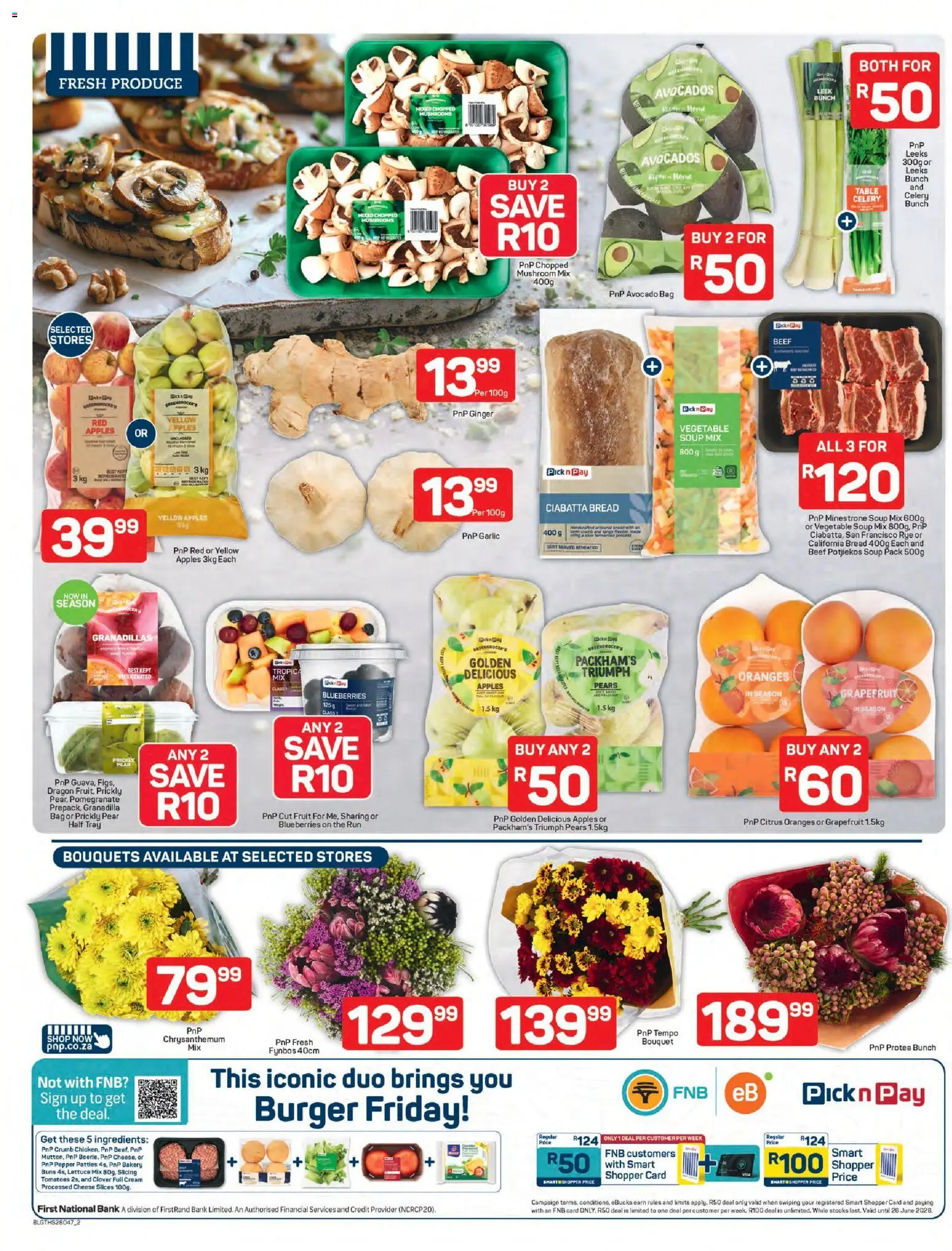 New Pick n Pay catalogue – valid from 13.04.2026 | Page: 2 | Products: Bakery, Bread, Grapefruit, Garlic