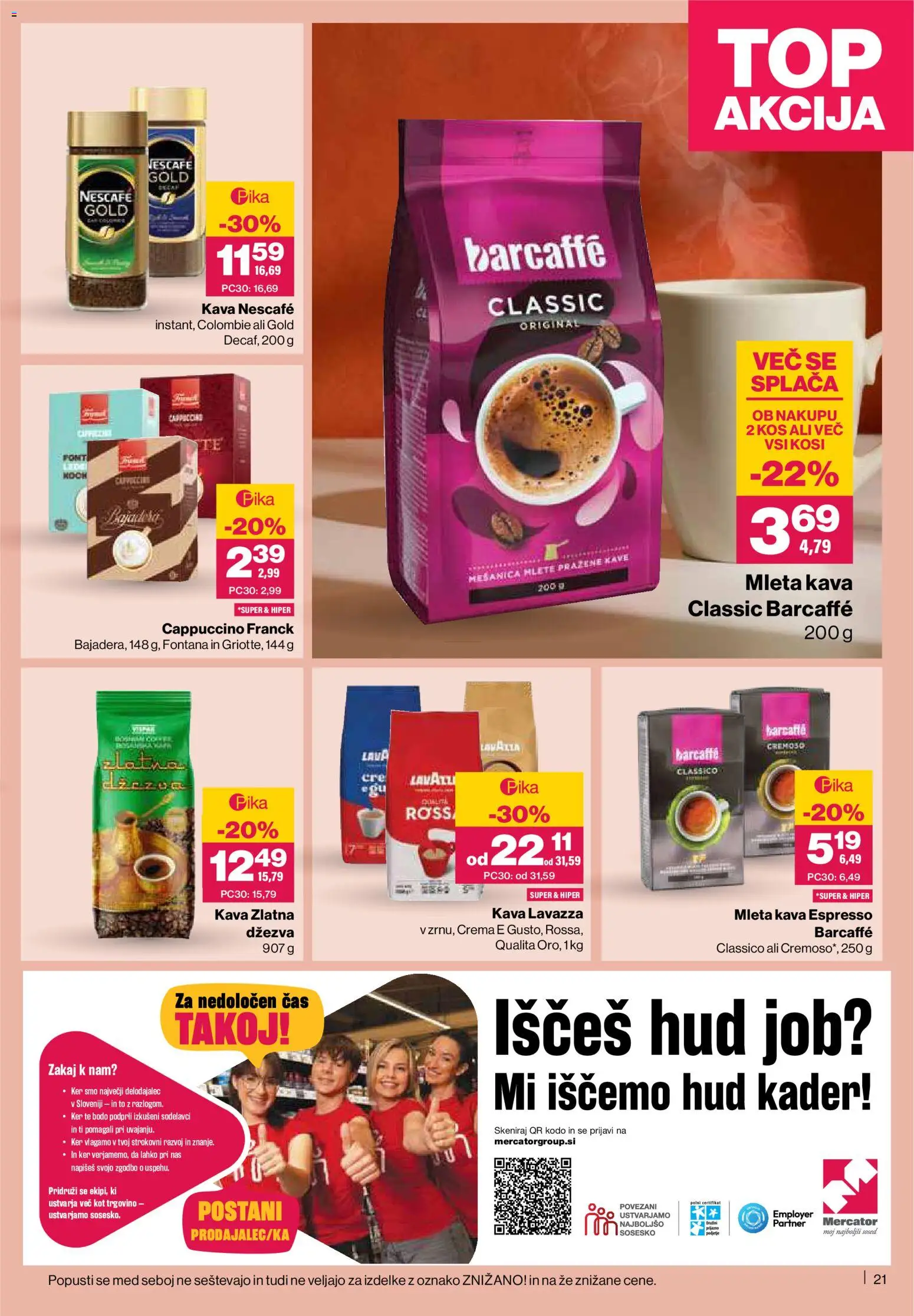 Novi Mercator katalog ponudbe – veljaven od 02.04.2026 | Stran: 21 | Izdelki: Kos, Kava