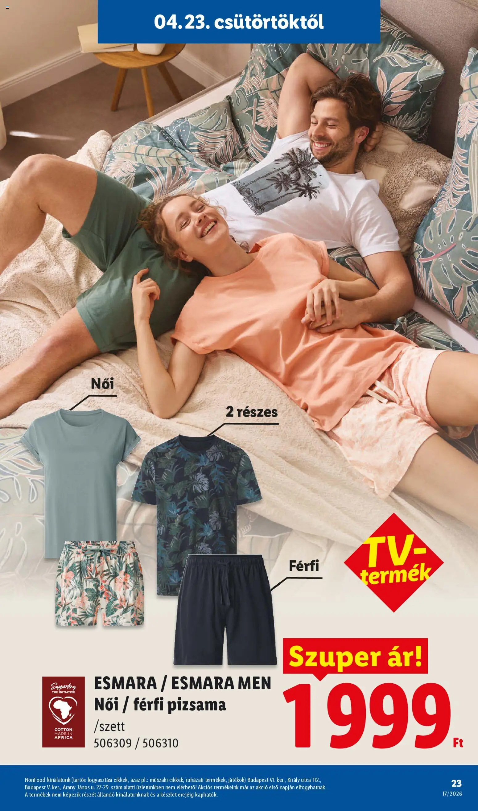 Lidl akciós ujság - amely érvényes a következő dátumtól: 23.04.2026 | Oldal: 23 | Termékek: Játékok, Pizsama