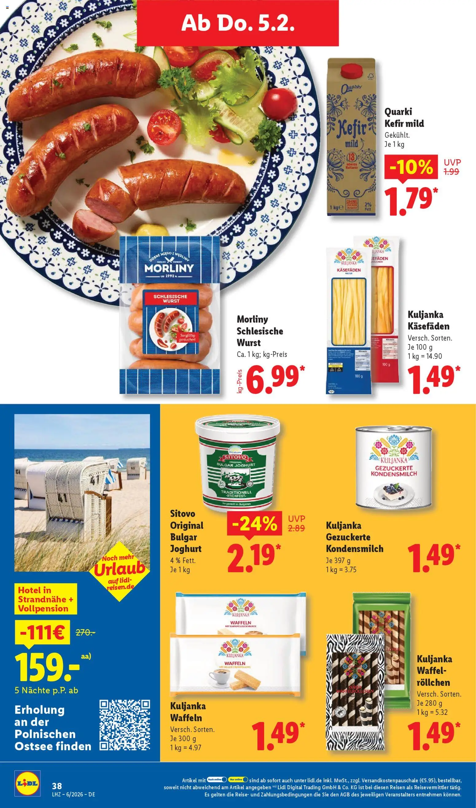 Lidl - Prospekt – gültig ab 02.02.2026 | Seite: 52 | Produkte: Kefir, Joghurt, Waffeln, Wurst