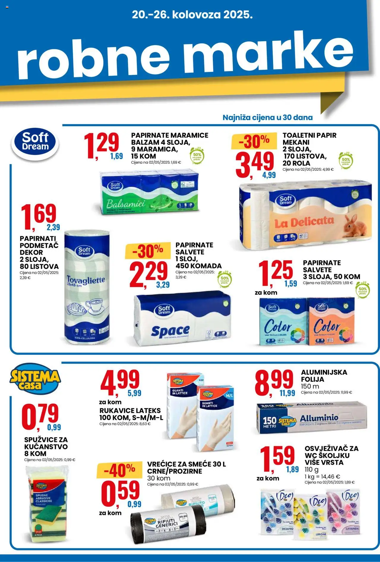 Eurospin katalog | vrijedi od 20.08.2025 | Stranica: 5 | Proizvodi: Salvete, Toaletni papir, Rukavice