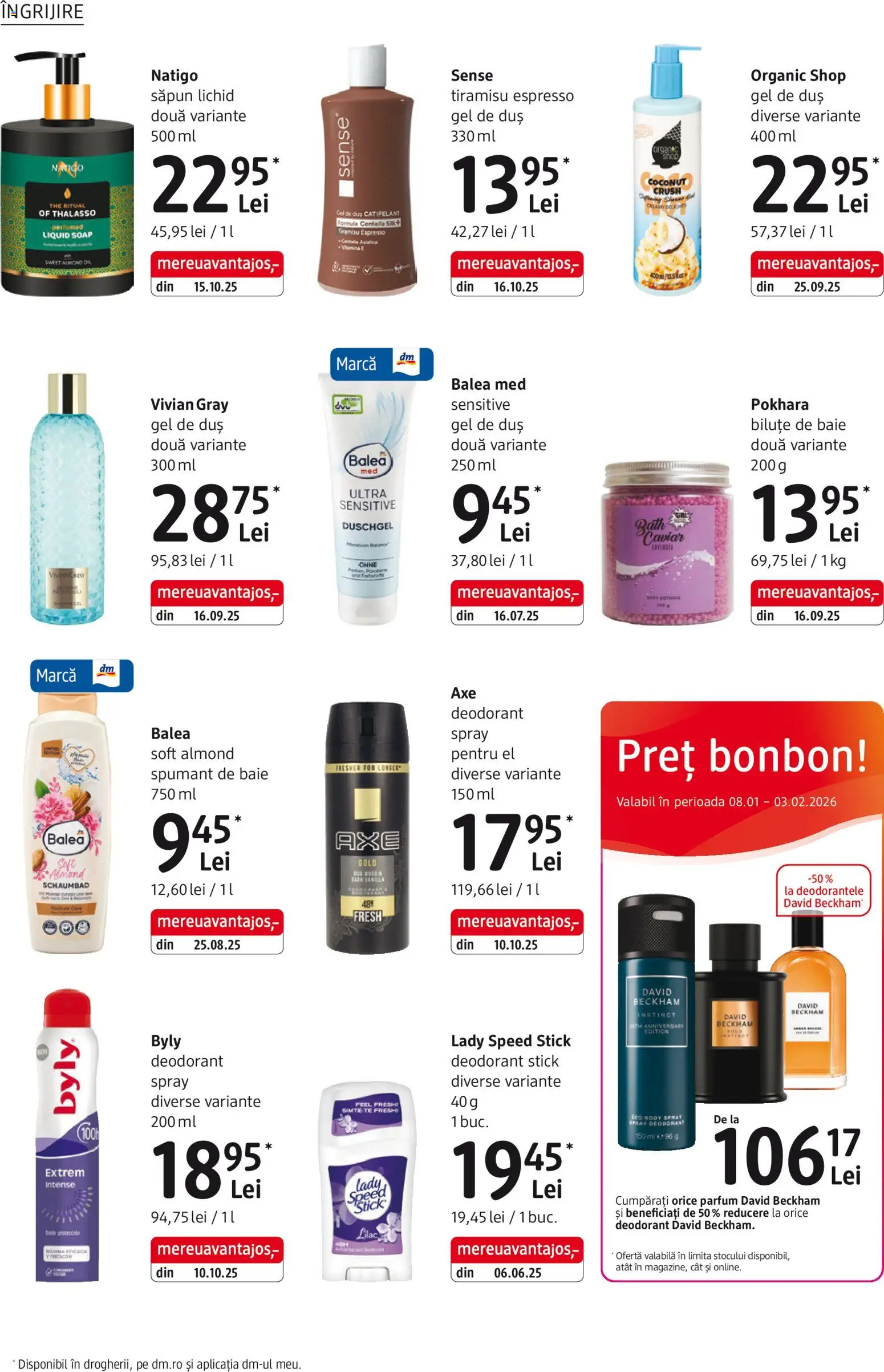Noul catalog DM drogeriemarkt – valabil de la 08.01.2026 | Pagină: 14 | Produse: Duș, Săpun, Gel de duș, Deodorant