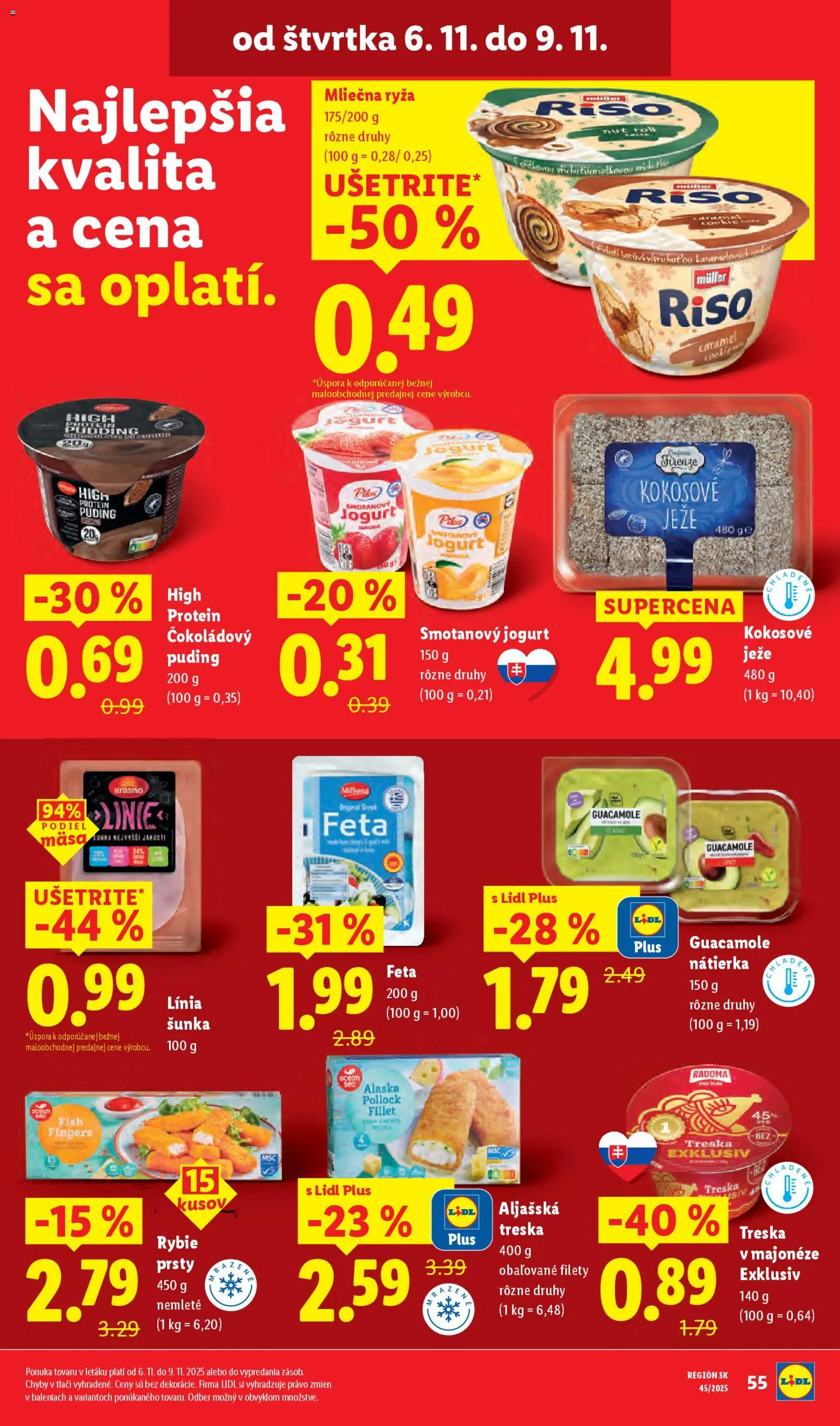Nové Lidl akcie – leták je platný od 03.11.2025 | Strana: 68 | Produkty: Ryža, Feta, Protein, Puding