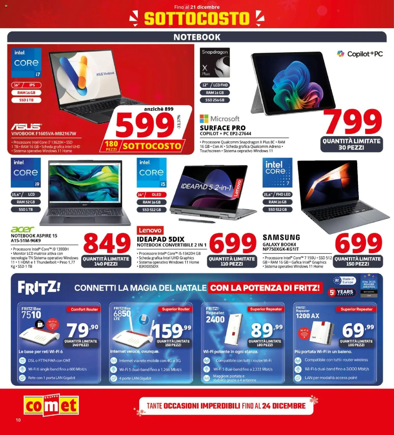 Volantino Comet del 12.12.2025 | Pagina: 10 | Prodotti: Router, Notebook, Mobile, Samsung