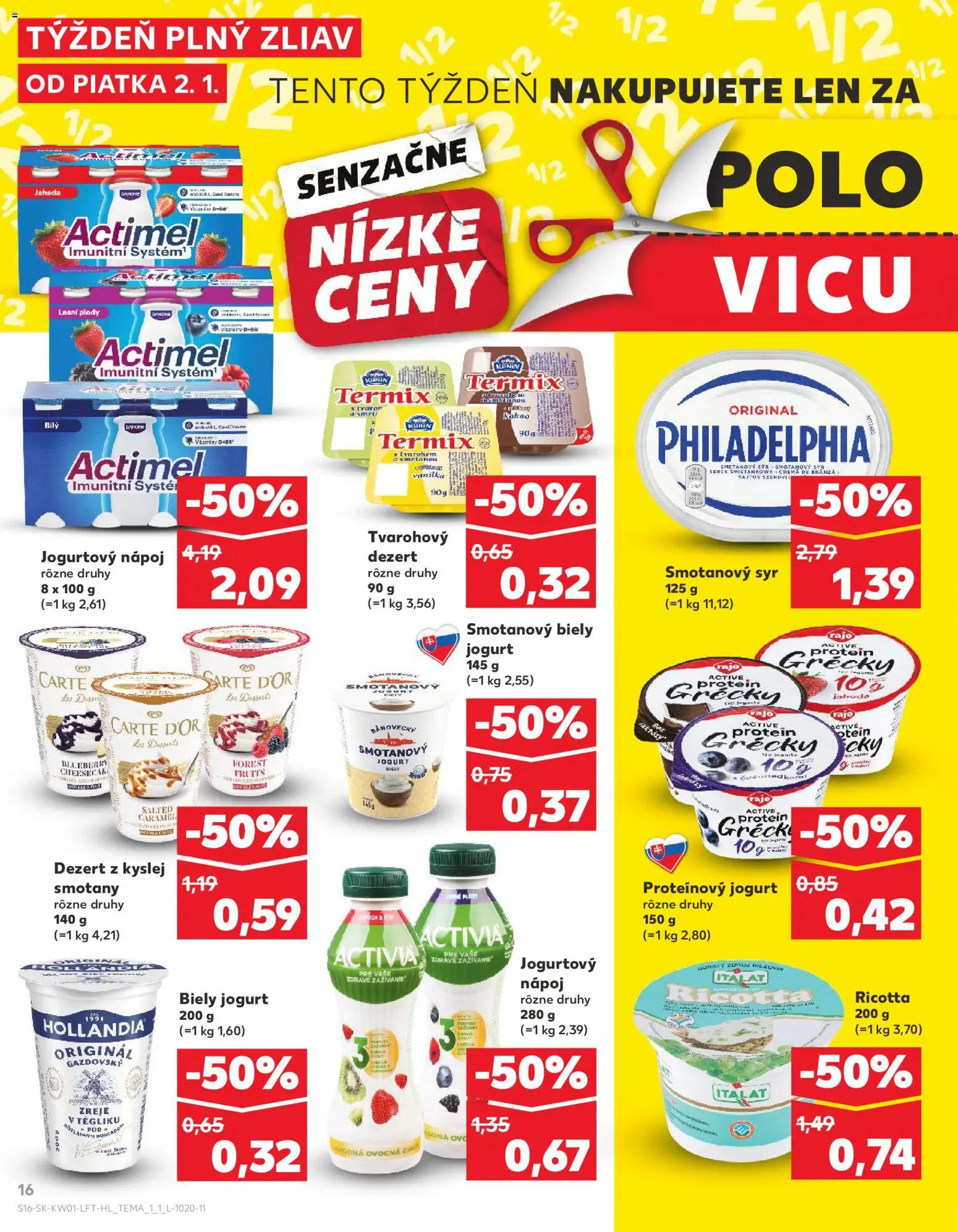 Nové Kaufland akcie – leták je platný od 02.01.2026 | Strana: 16 | Produkty: Syr, Jogurt, Protein, Kakao