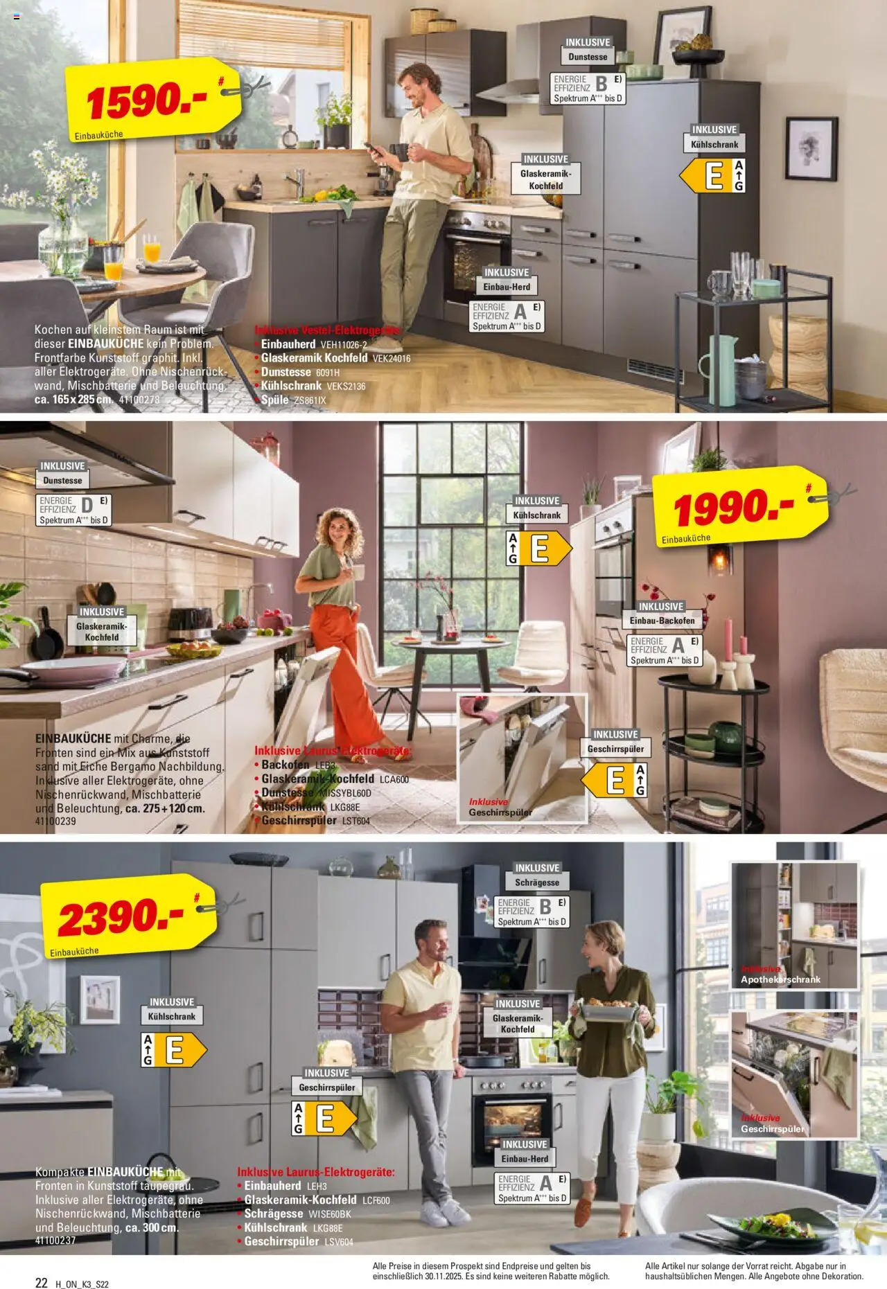 Höffner Prospekt Küchen – gültig ab 13.08.2025 | Seite: 22 | Produkte: Geschirrspüler, Einbauküche, Kühlschrank, Kochfeld