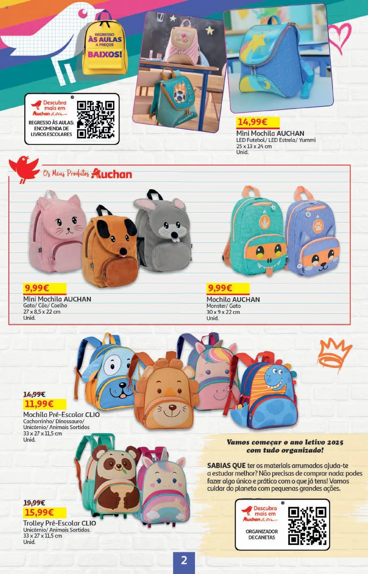 Auchan - Regresso às Aulas │ válido de 06.08.2025 | Página: 2 | Produtos: Mochila, Organizador, Coelho