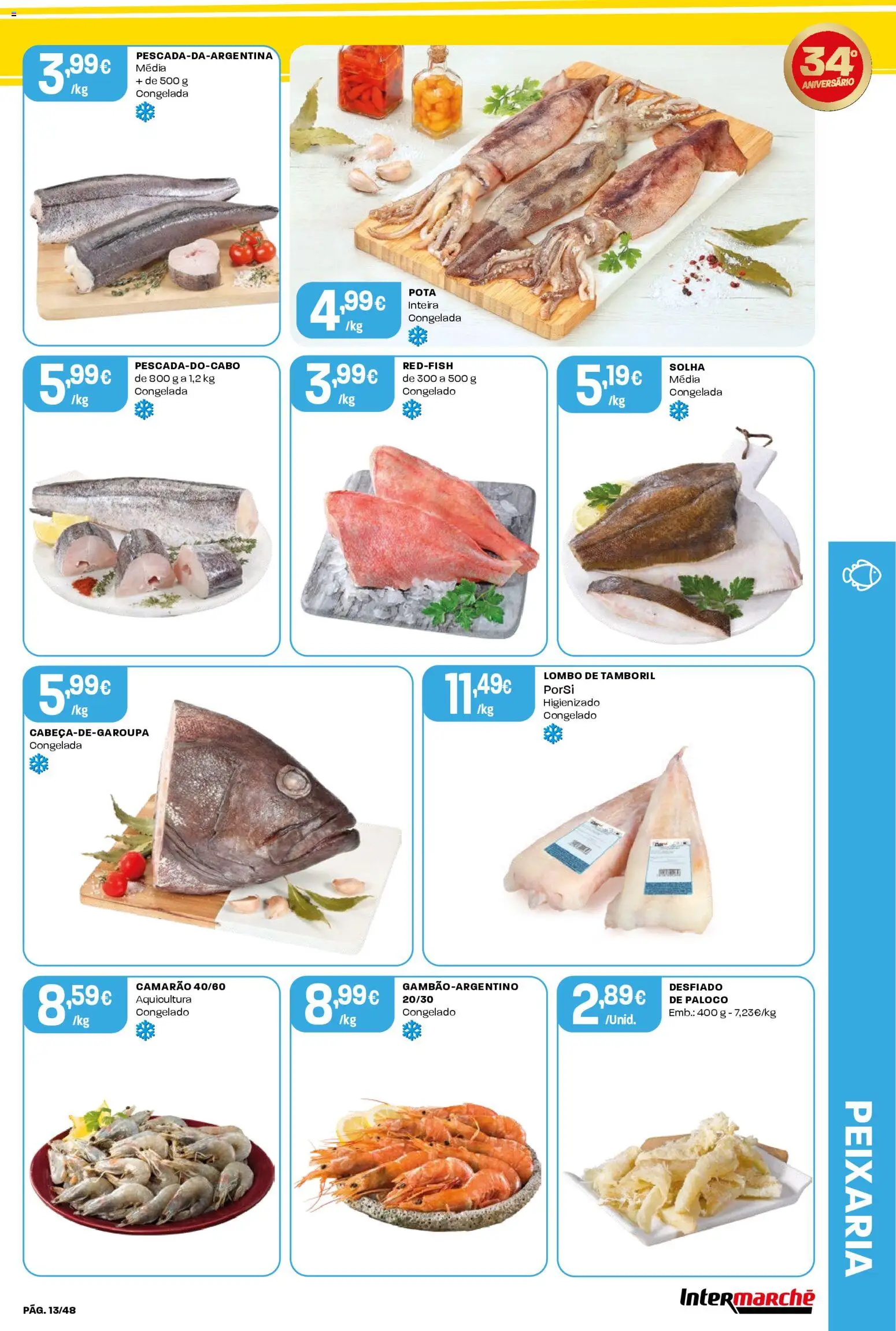 Intermarché folheto │ válido de 23.10.2025 | Página: 13 | Produtos: Camarão, Lombo, Tamboril