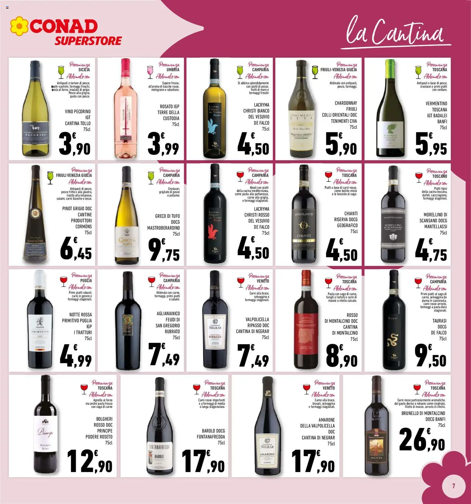 Volantino Conad del 25.03.2026 | Pagina: 7 | Prodotti: Pesce, Frutti di mare, Vino, Pecorino