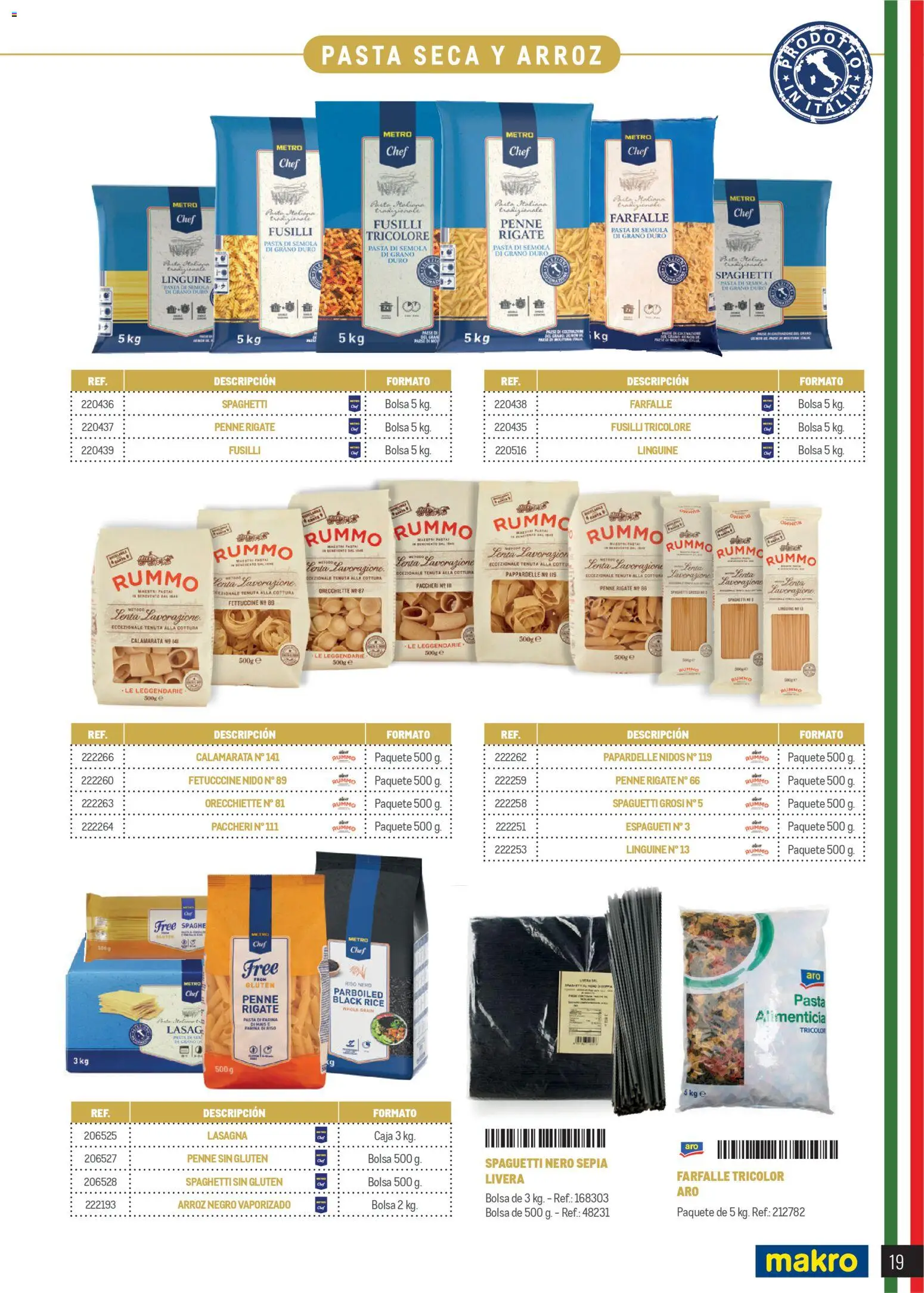 Makro Restaurantes italianos Península │ válido desde el 27.03.2026 | Página: 19 | Productos: Pasta, Bolsa, Caja, Δαχτυλίδι φωτός