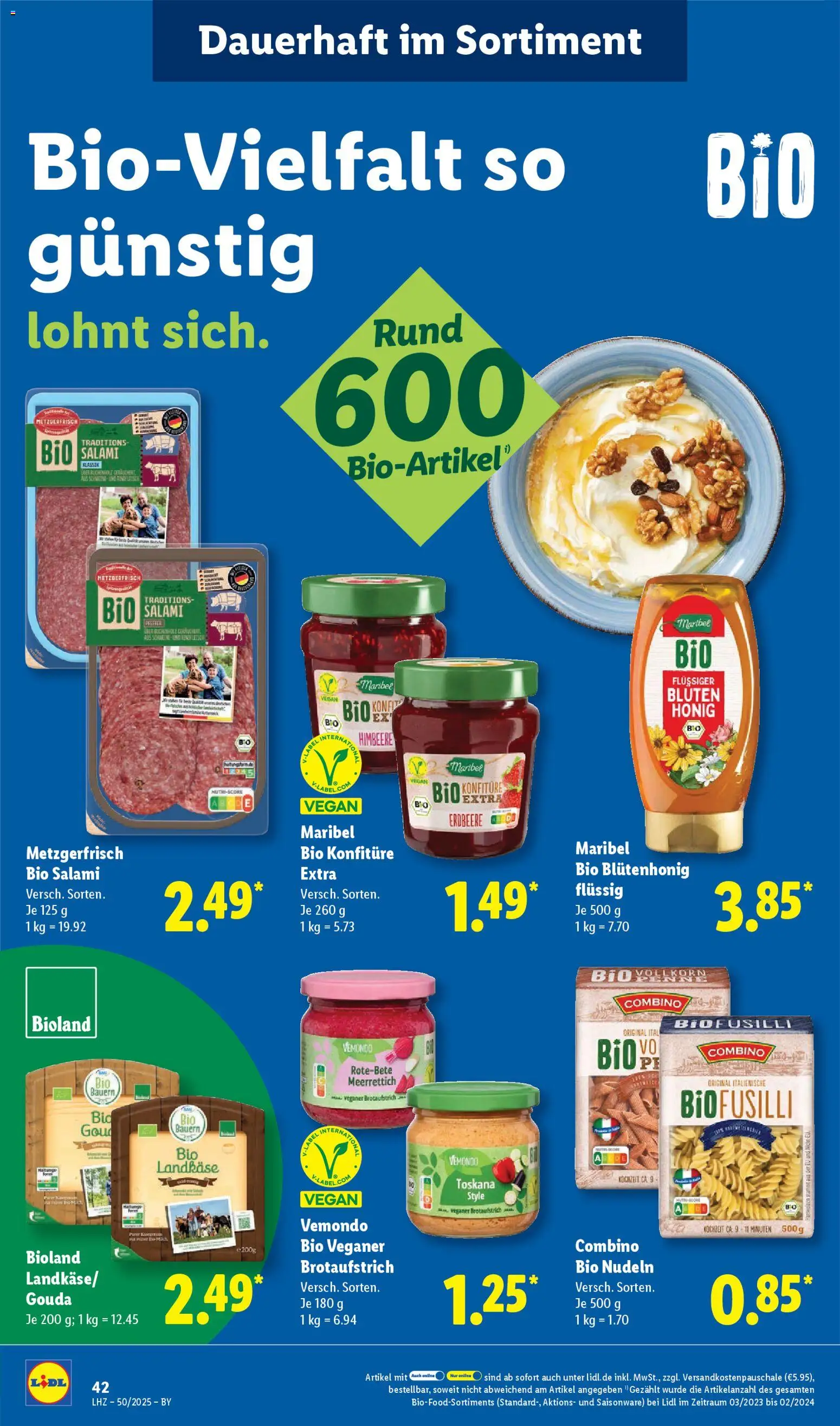 Lidl Prospekt Uffenheim – gültig ab 08.12.2025 | Seite: 62 | Produkte: Gouda, Himbeere, Salami, Nudeln