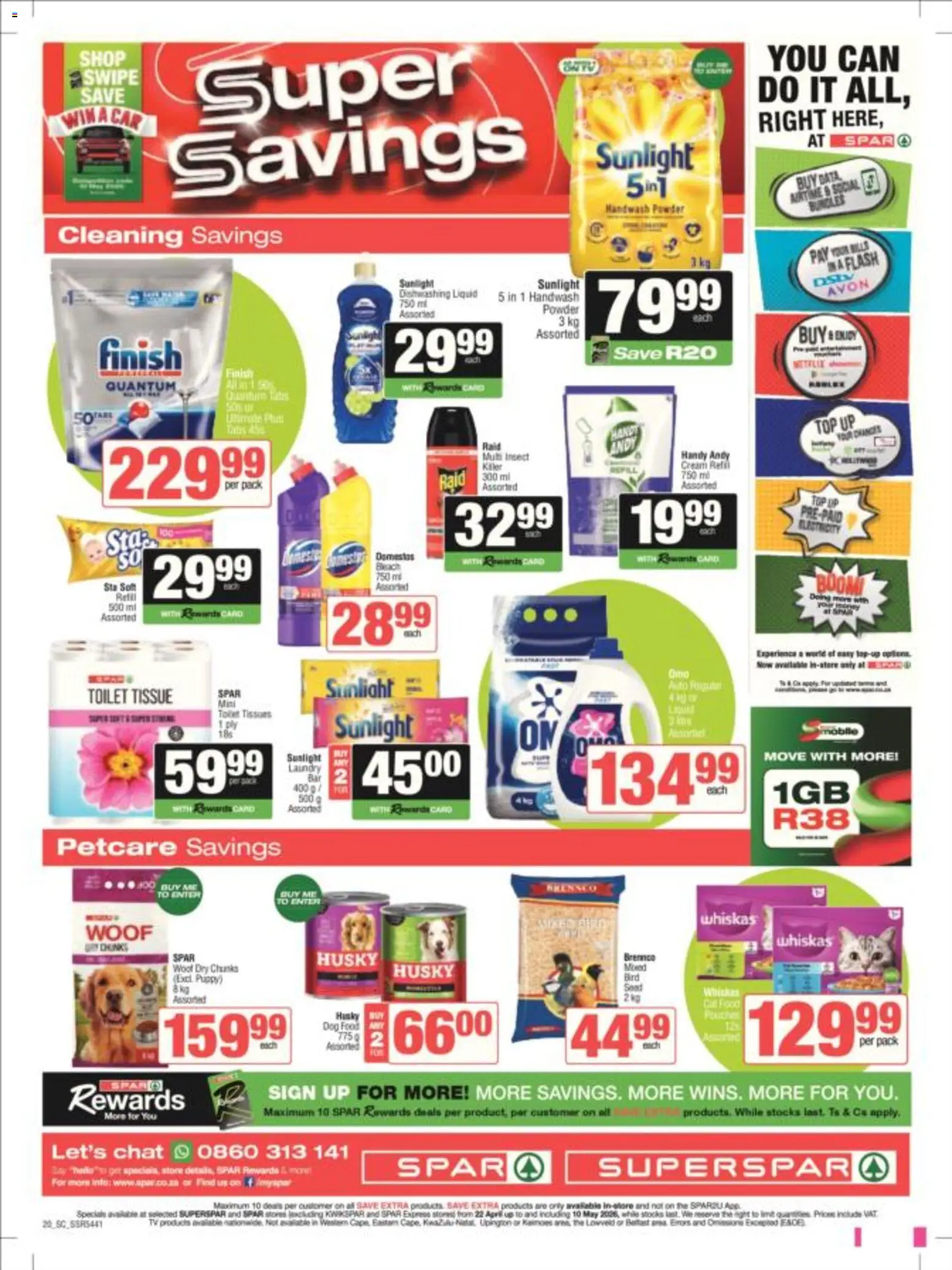 New Spar catalogue – valid from 22.04.2026 | Page: 16 | Products: Handwash, Powder, Dog food, Tissues