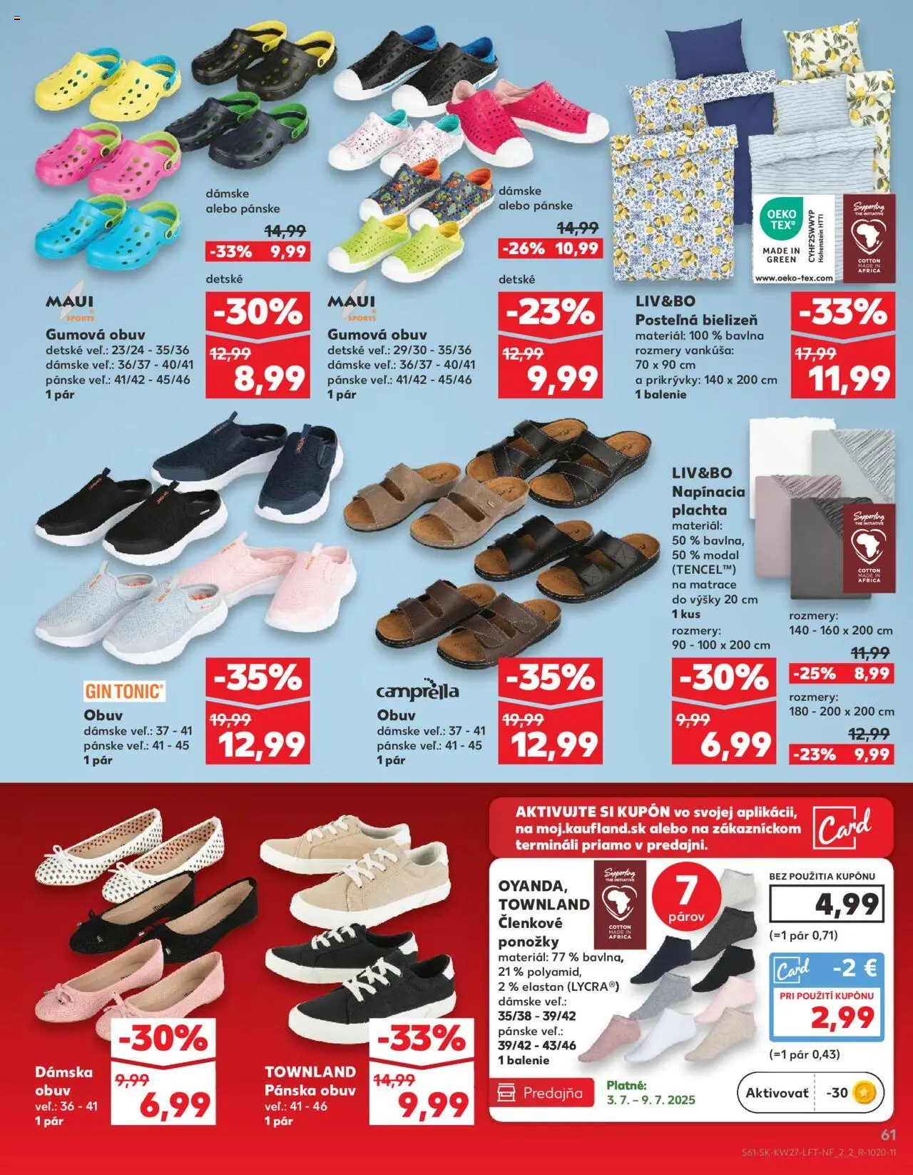Nové Kaufland akcie – leták je platný od 03.07.2025 | Strana: 61 | Produkty: Matrace, Plachta, Gin, Ponožky
