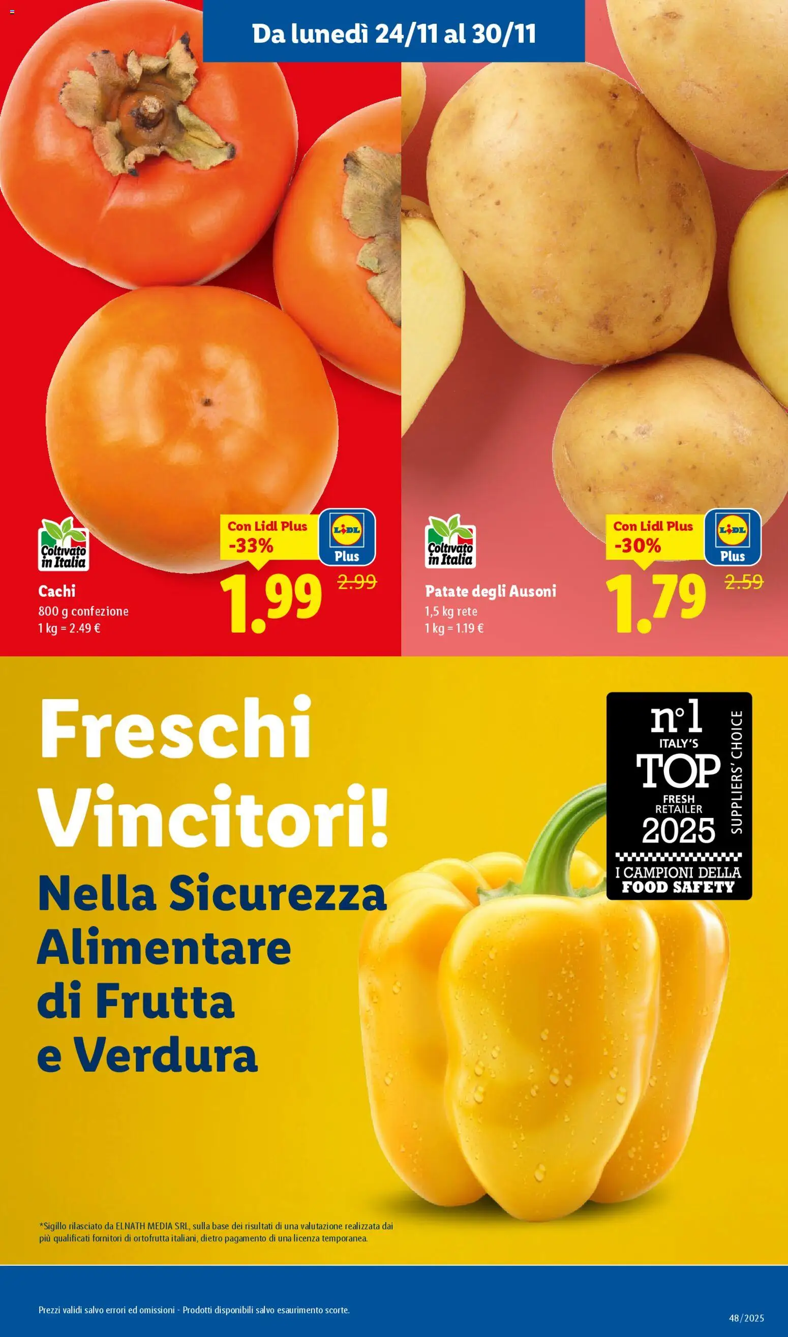 Volantino Lidl del 24.11.2025 | Pagina: 3 | Prodotti: Patate, Frutta, Cachi