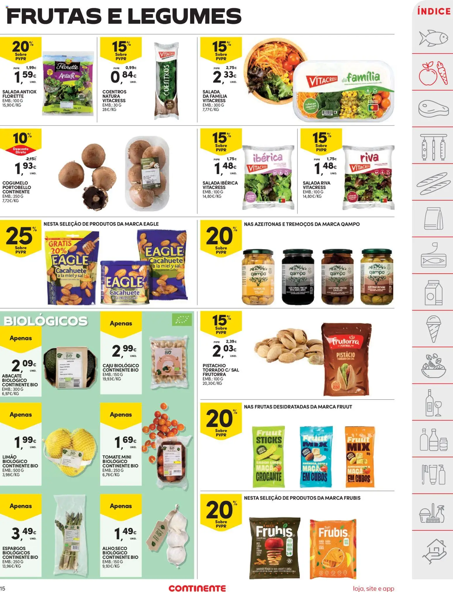 Continente folheto │ válido de 03.03.2026 | Página: 15 | Produtos: Espargos, Maça, Tremoços, Salada