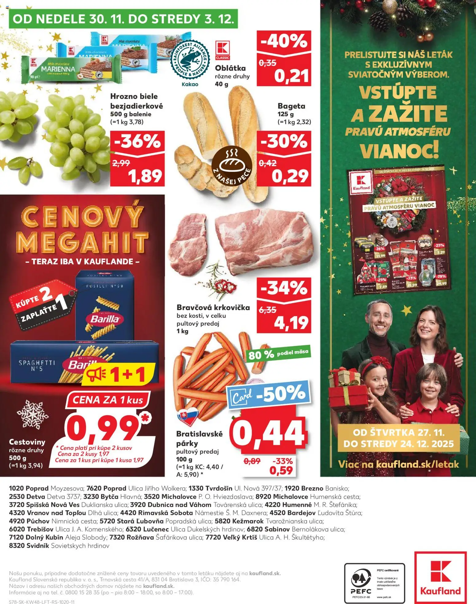 Nové Kaufland akcie – leták je platný od 27.11.2025 | Strana: 78 | Produkty: Fusilli, Cestoviny, Krkovička, Kakao